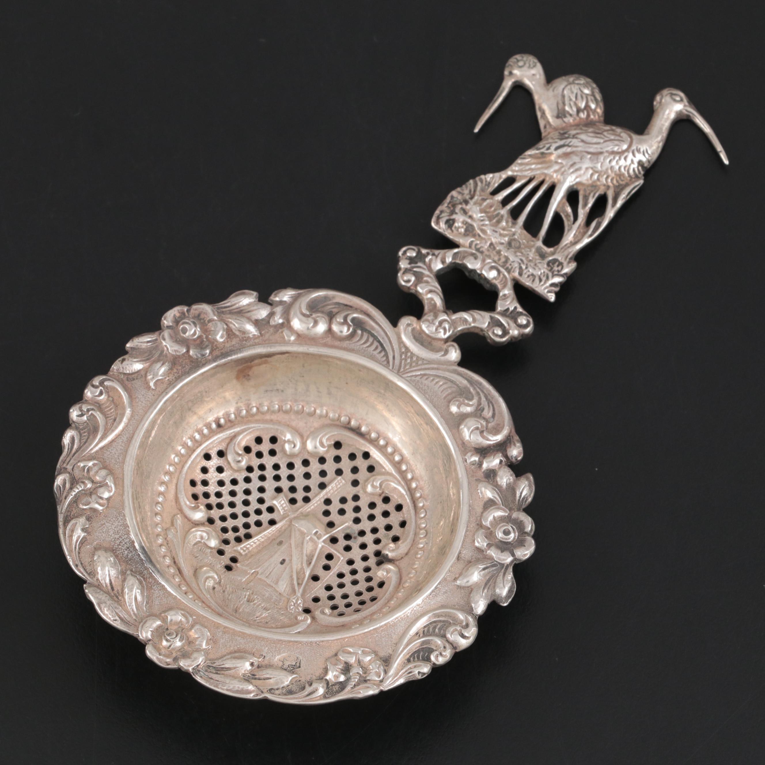 Dutch Baroque Style 800 Silver Overcup Tea Strainer, 1908 EBTH