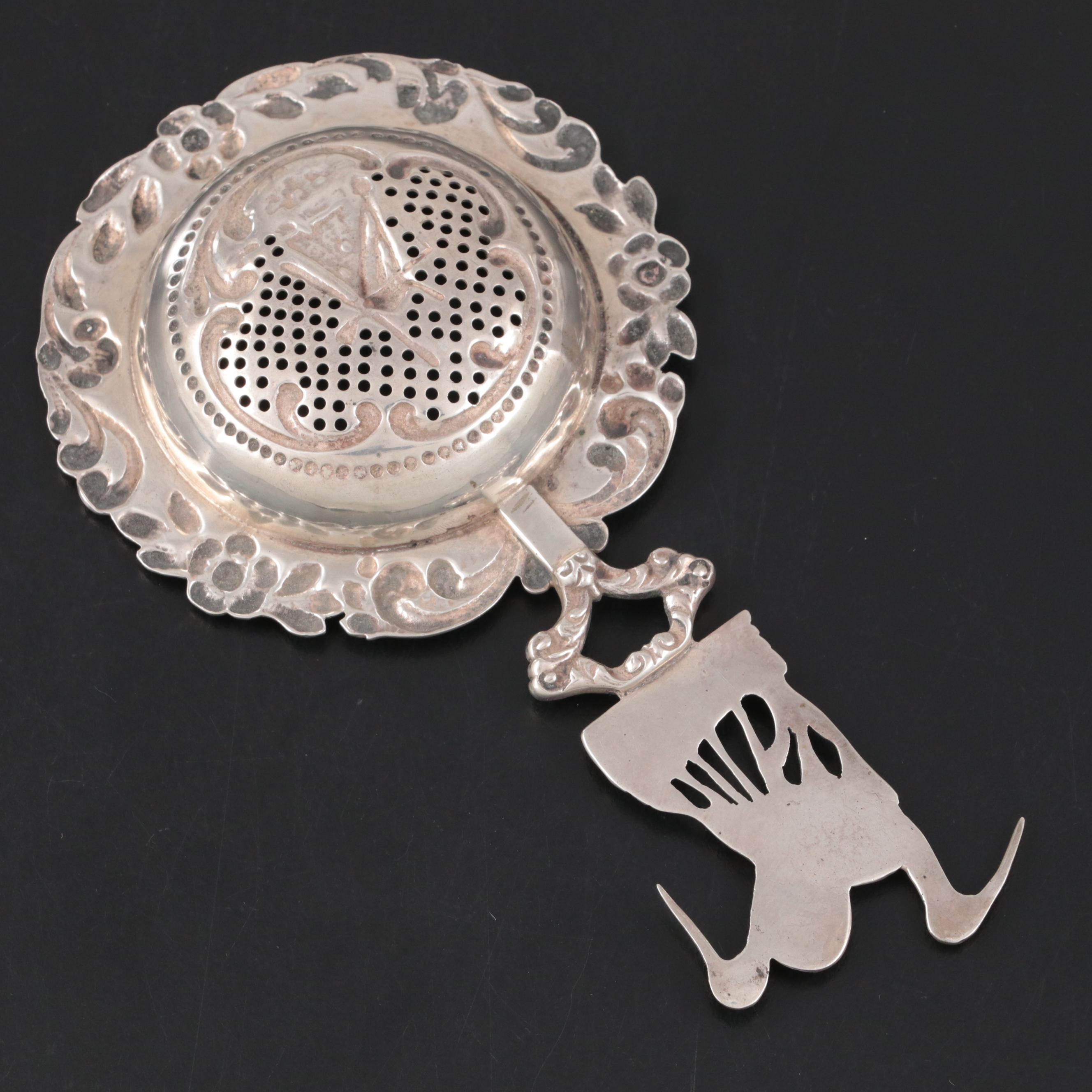 Dutch Baroque Style 800 Silver Overcup Tea Strainer, 1908 EBTH