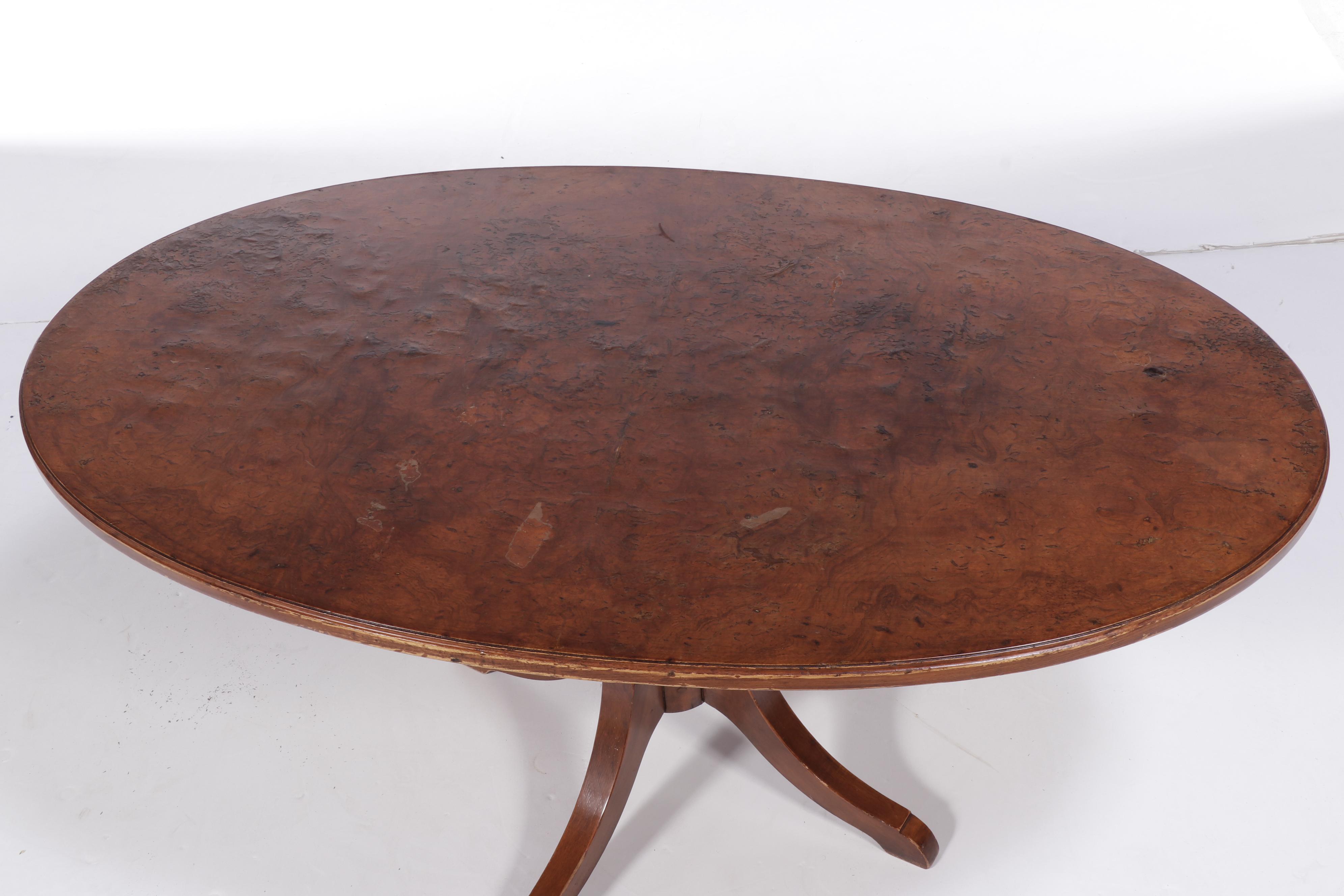 Federal Style Burl Walnut and Maple Coffee Table, 20th Century EBTH