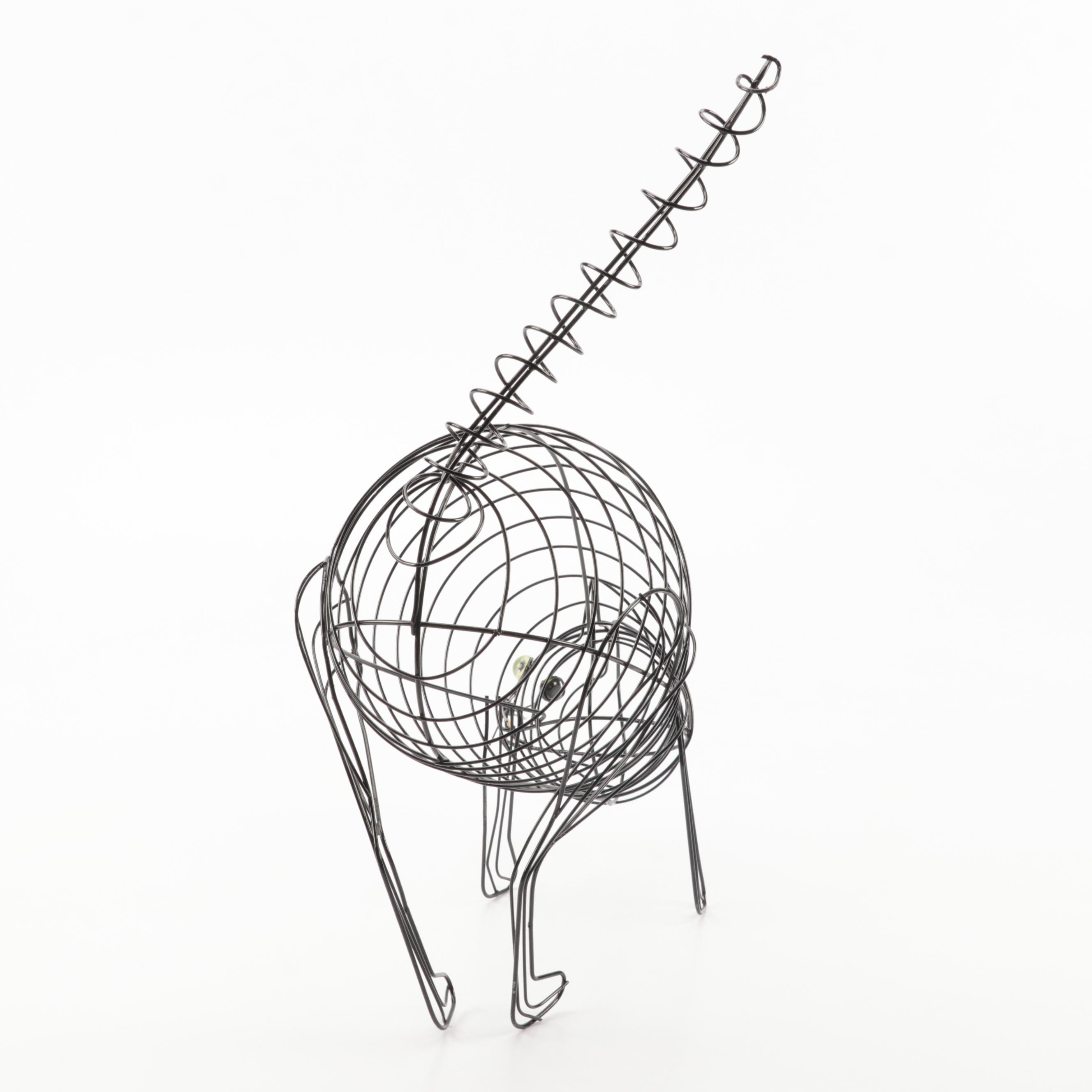 Black Cat Wire Sculpture with Glass Eyes | EBTH