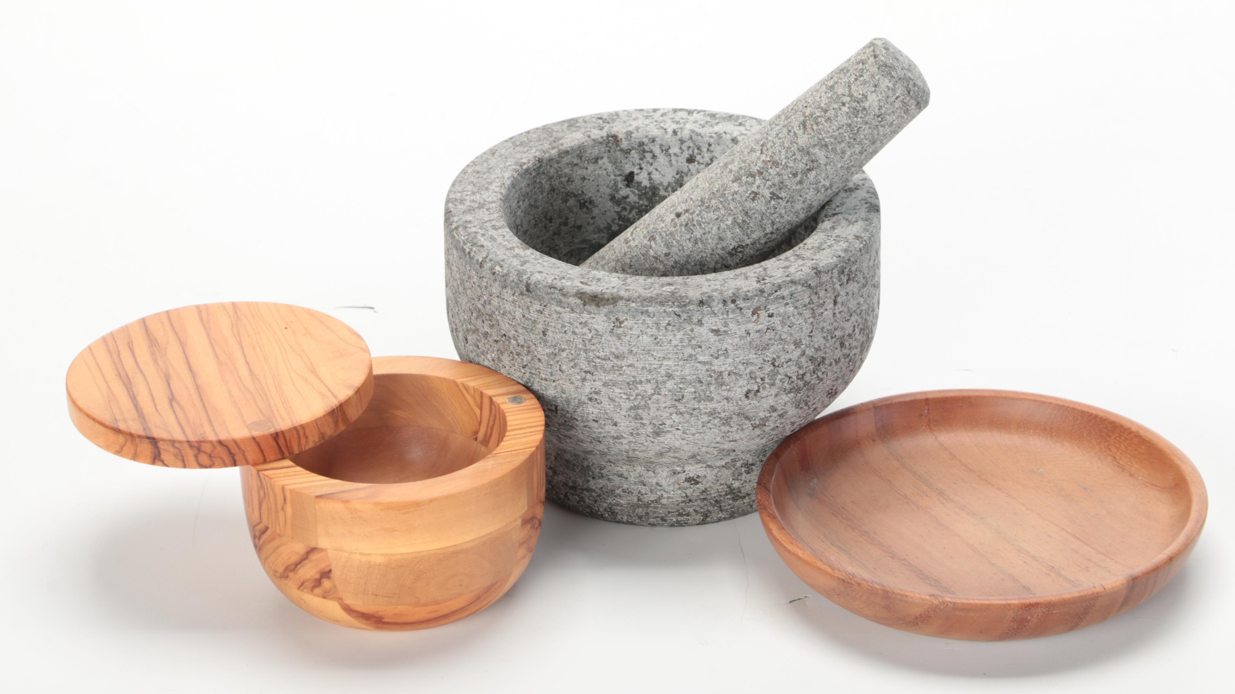 The Container Store Bamboo Utensil Holders with Other Marble Lazy Susan