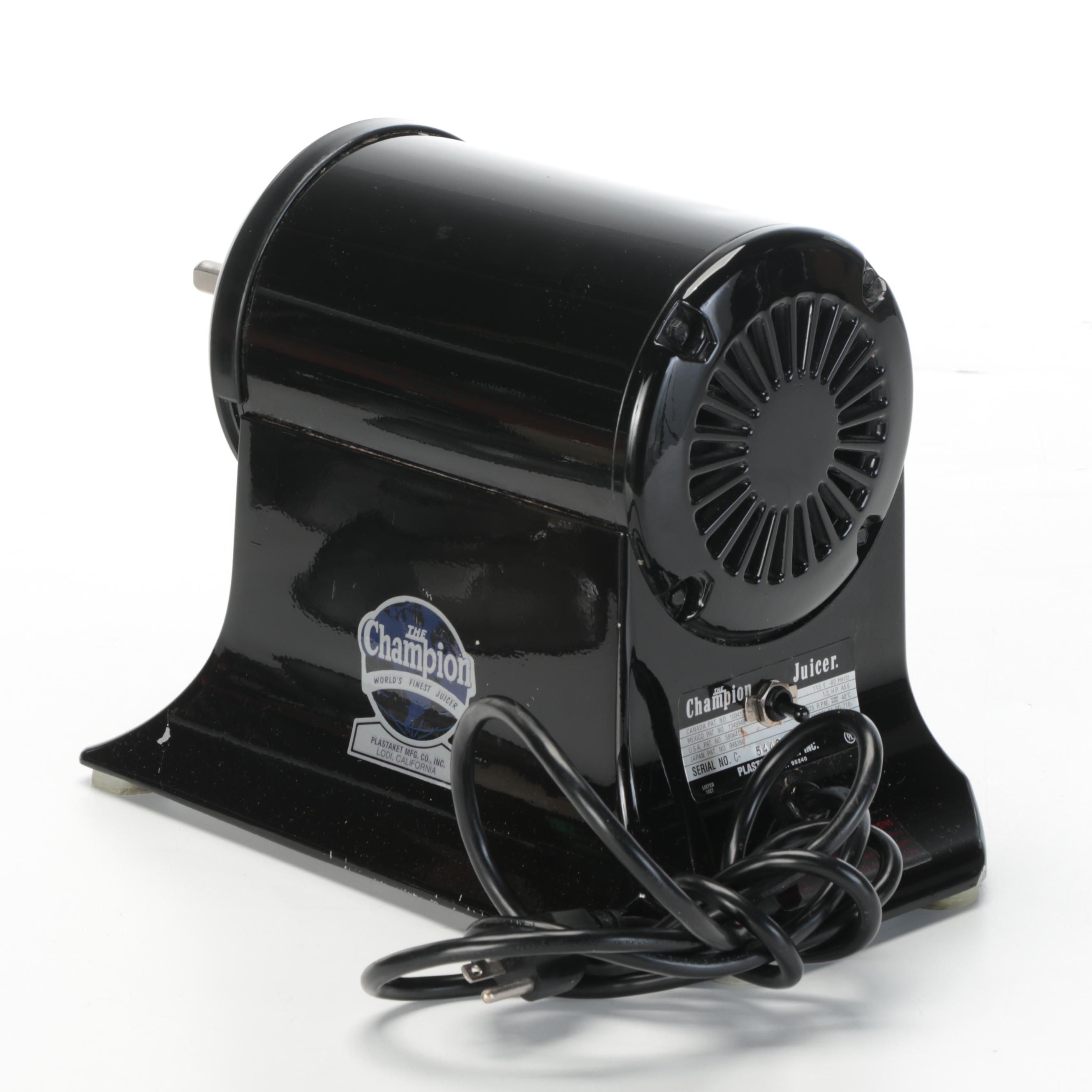 Plastaket Mfg. Co. "The Champion" Electric Juicer with Attachments EBTH