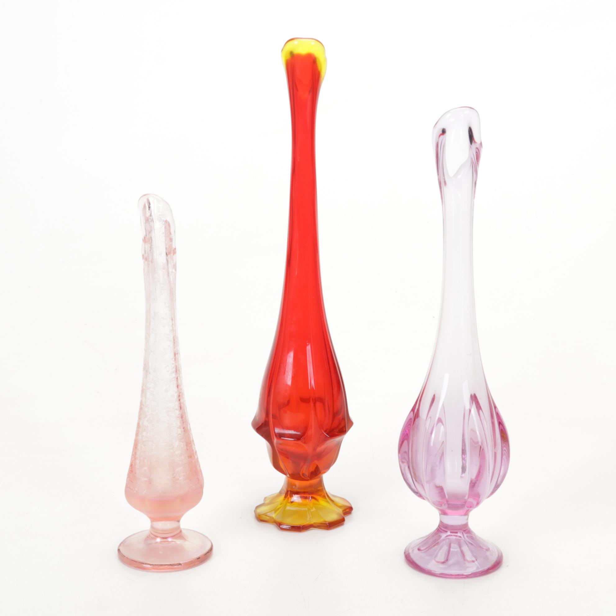 Viking Swung Glass Vases, Fenton Fairy Lamps, More Hobnail, Iridescent