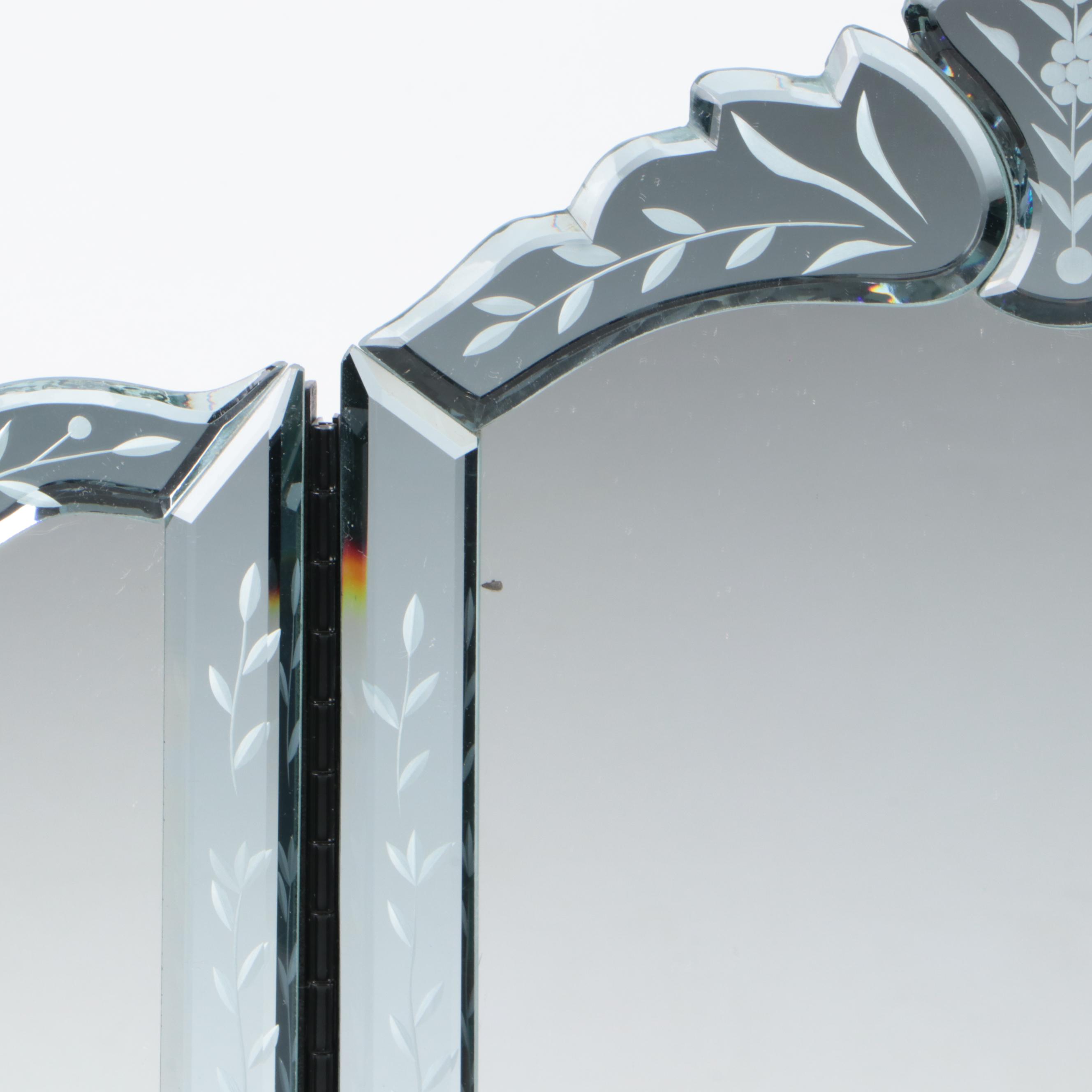 Style Etched Glass Table Top Vanity Mirror EBTH