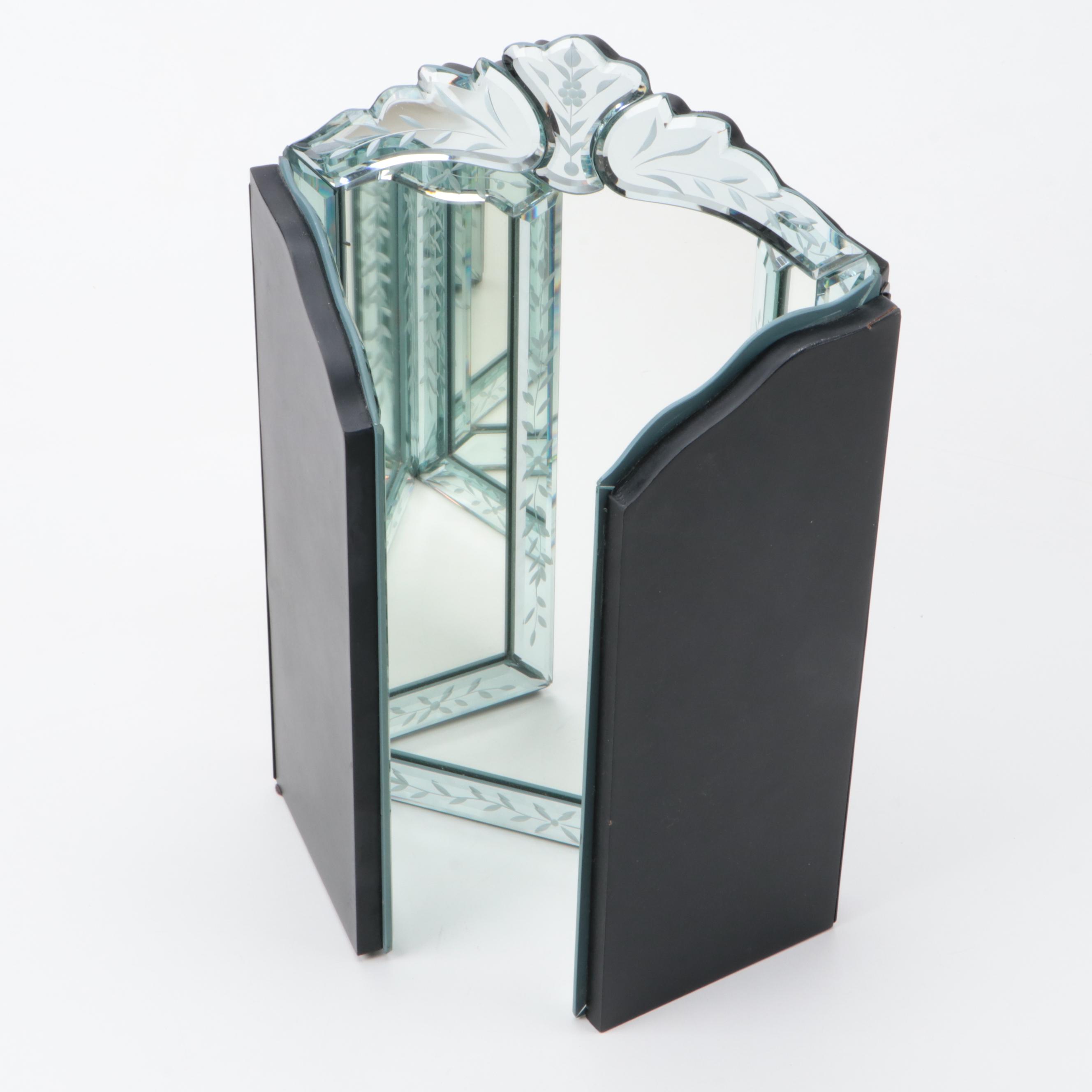 Style Etched Glass Table Top Vanity Mirror EBTH