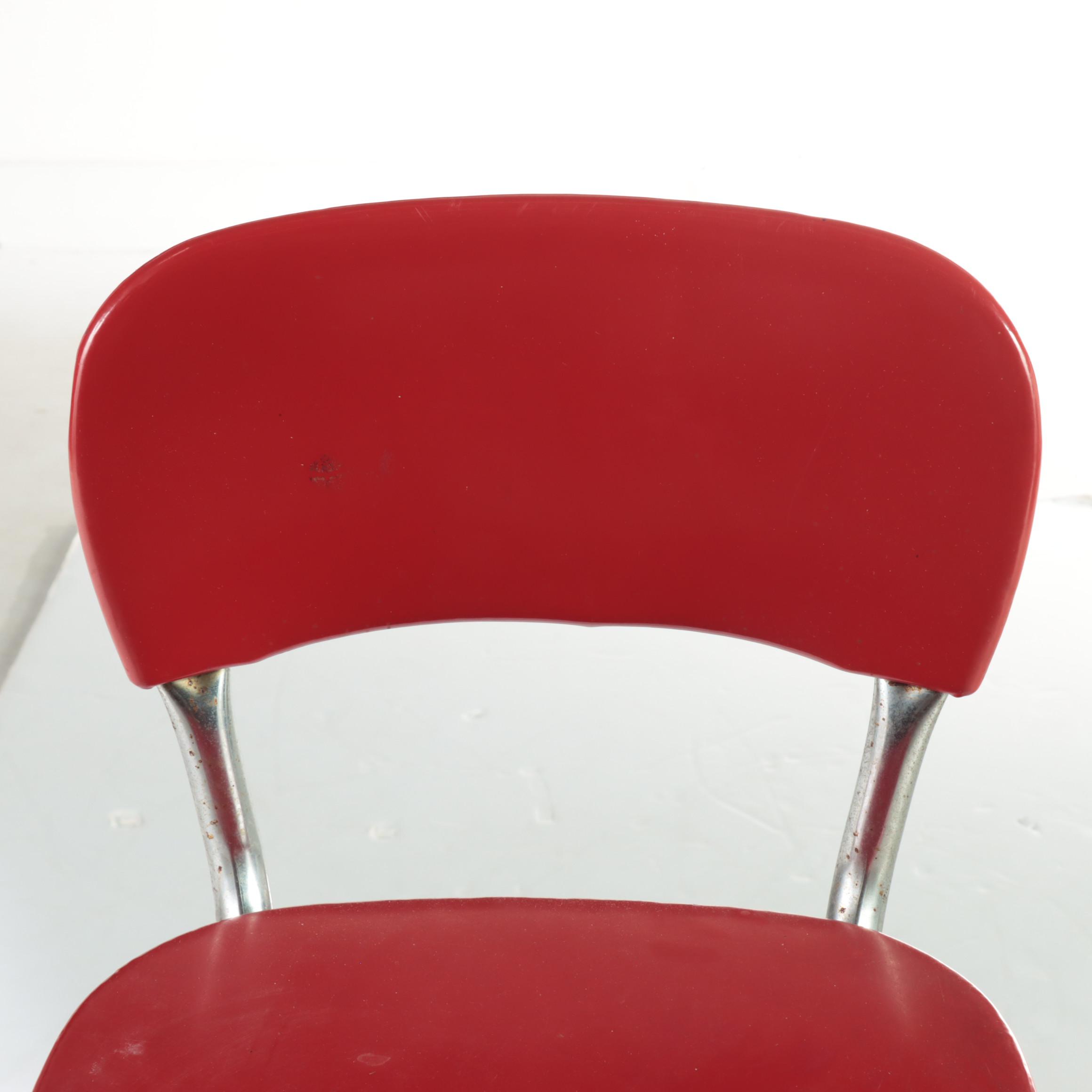 Cosco "Stylaire" Red Vinyl and Chromed Metal Convertible Step Stool