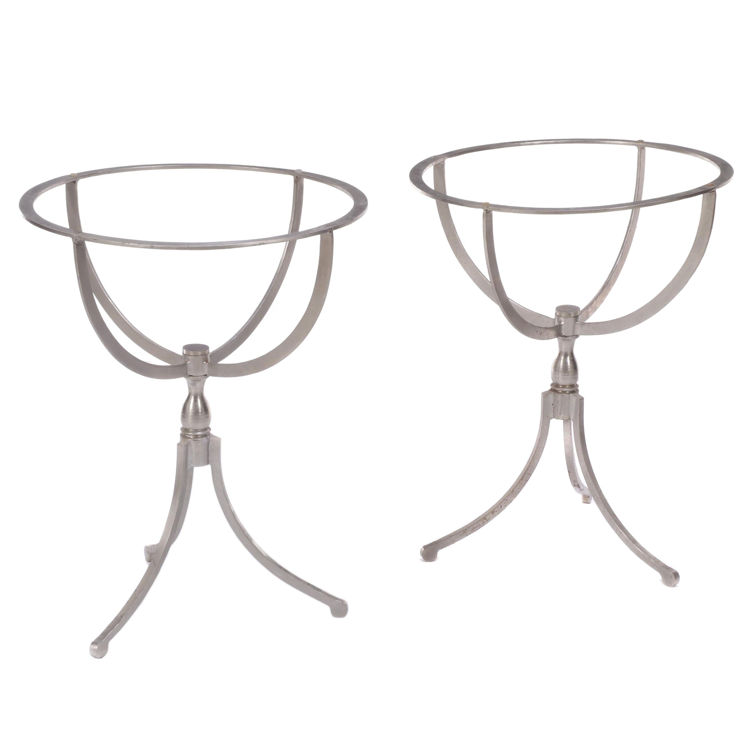 Pair of NickelFinished Metal Pedestal Side Table Bases EBTH