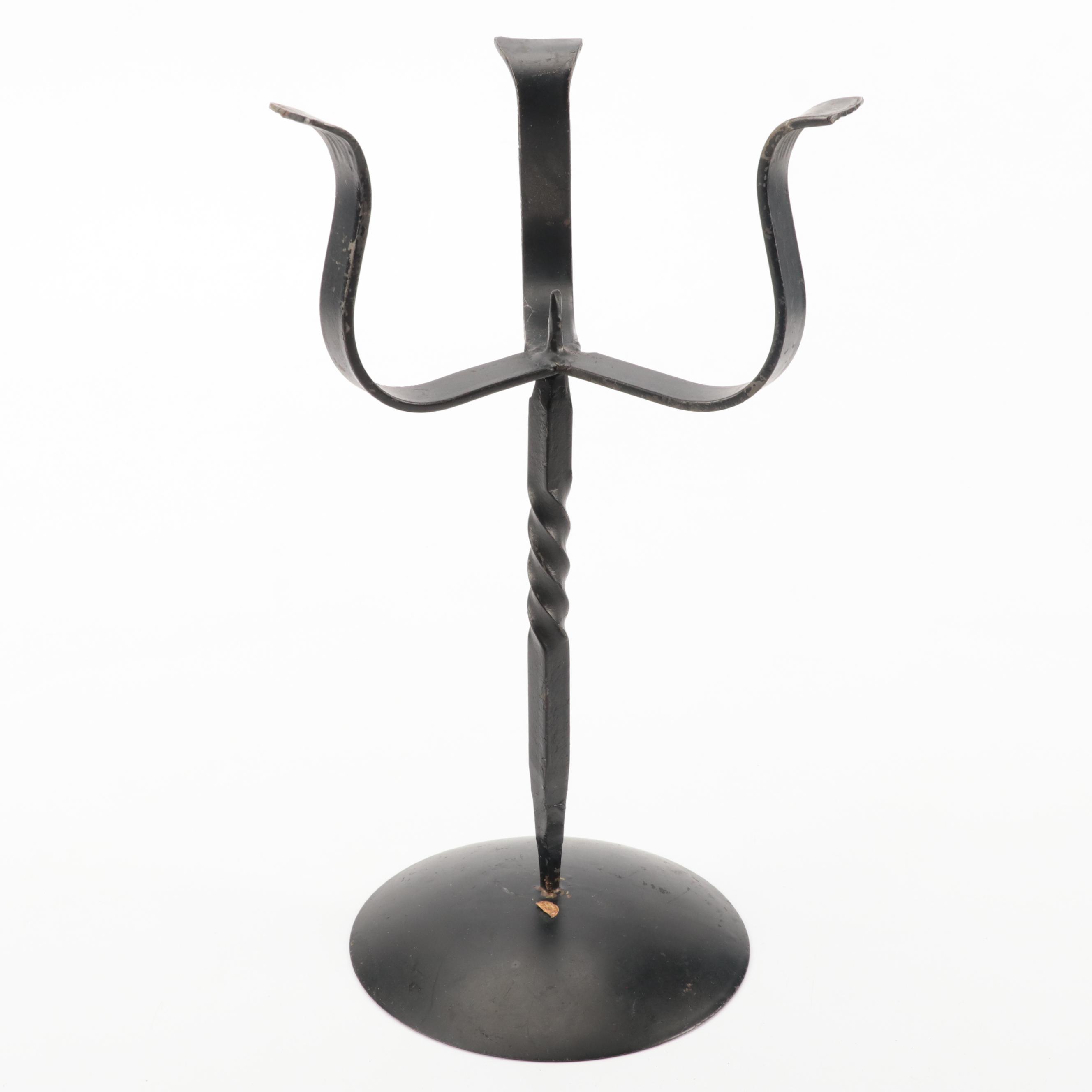 Austrian Painted Metal Footed Candle Pillar Stands EBTH