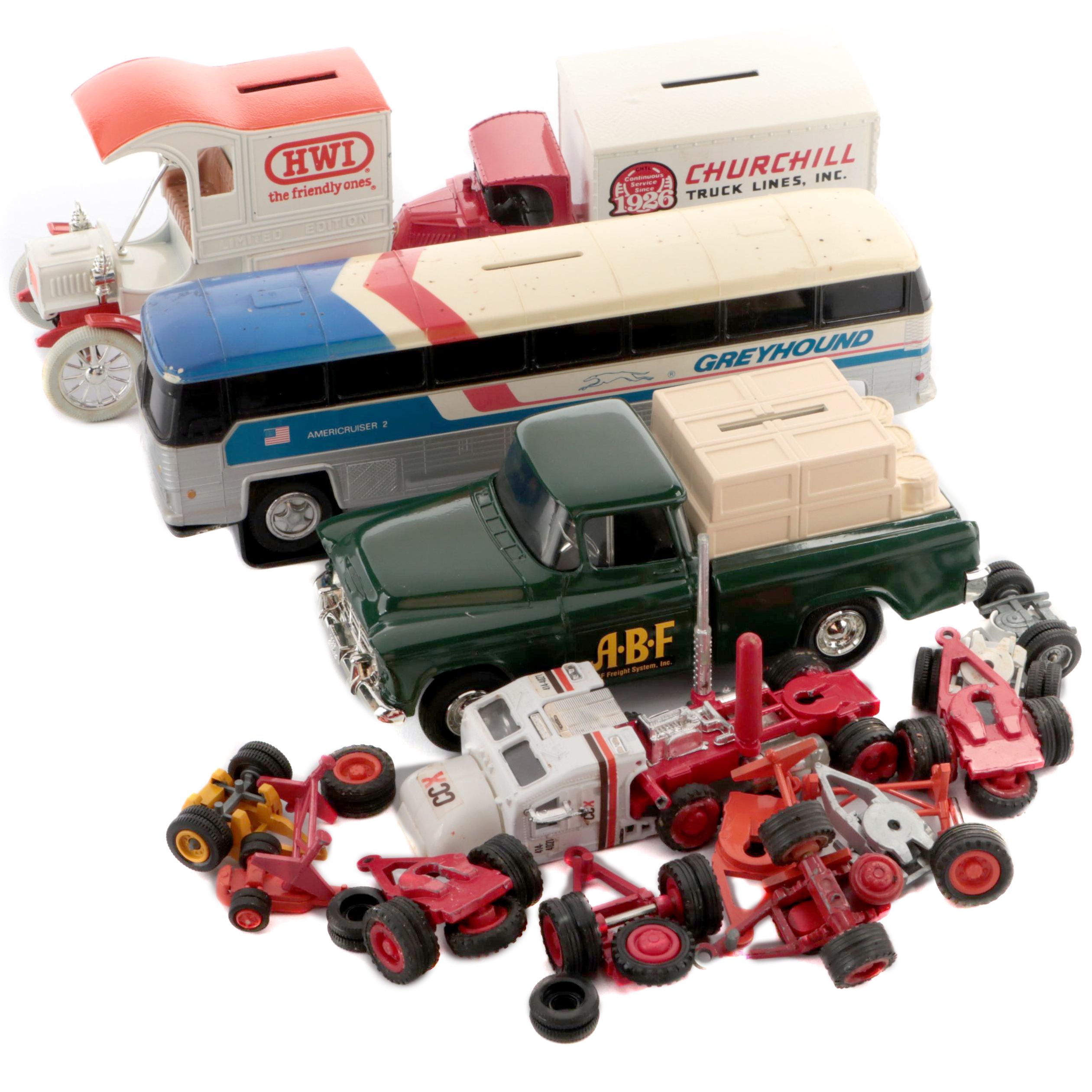 Ertl Diecast Delivery Truck Banks with Model Greyhound Bus and More EBTH