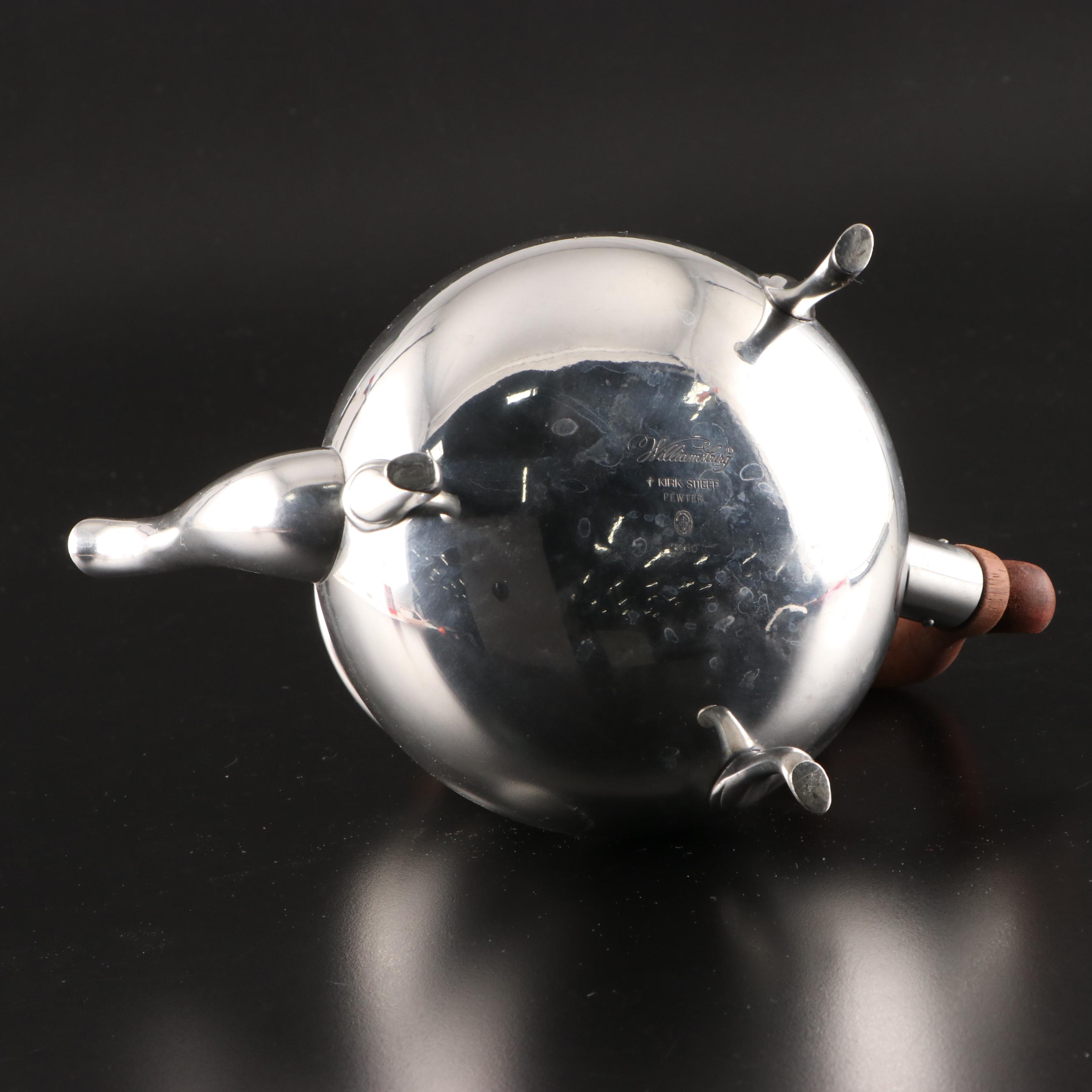 KirkStieff "Williamsburg" Pewter Coffee Pot, Teapot, Creamer and Sugar