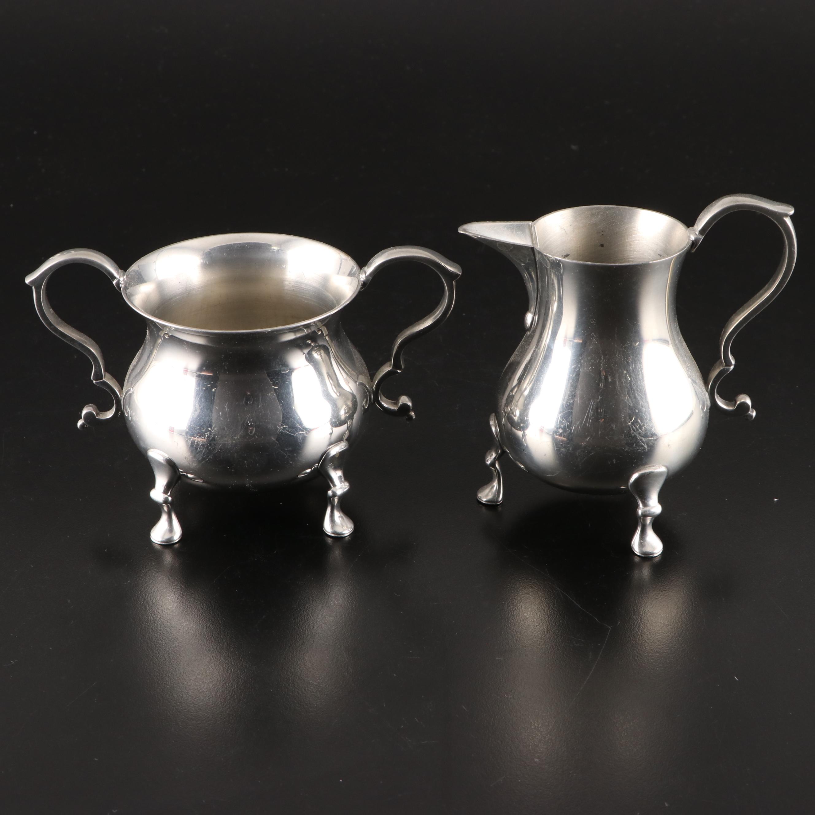KirkStieff "Williamsburg" Pewter Coffee Pot, Teapot, Creamer and Sugar