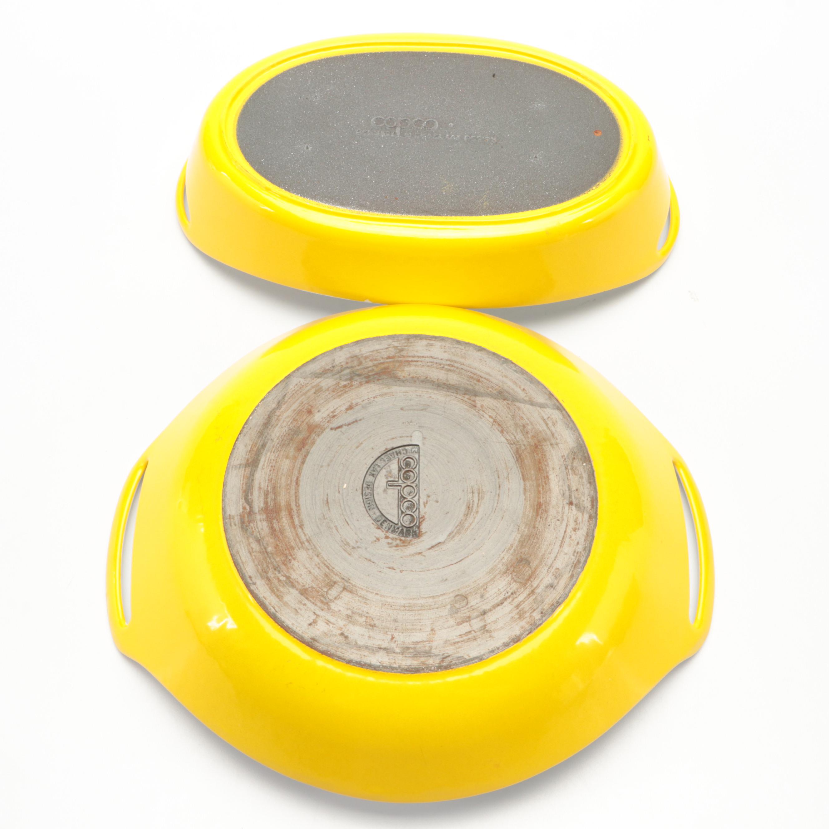 Copco Yellow Enameled Cast Iron Paella Pan, Dutch Oven, and Casserole