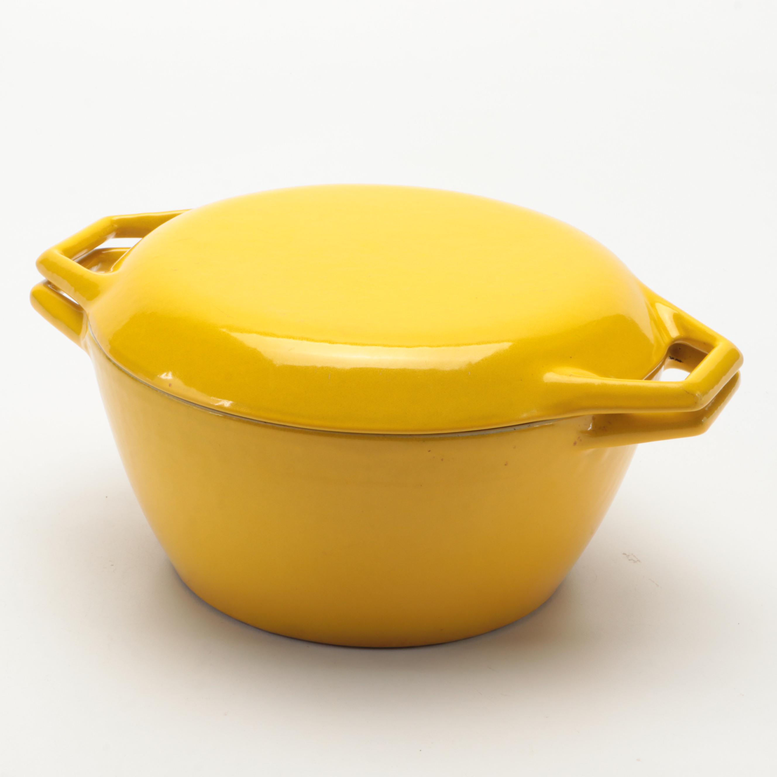 Copco Yellow Enameled Cast Iron Paella Pan, Dutch Oven, and Casserole