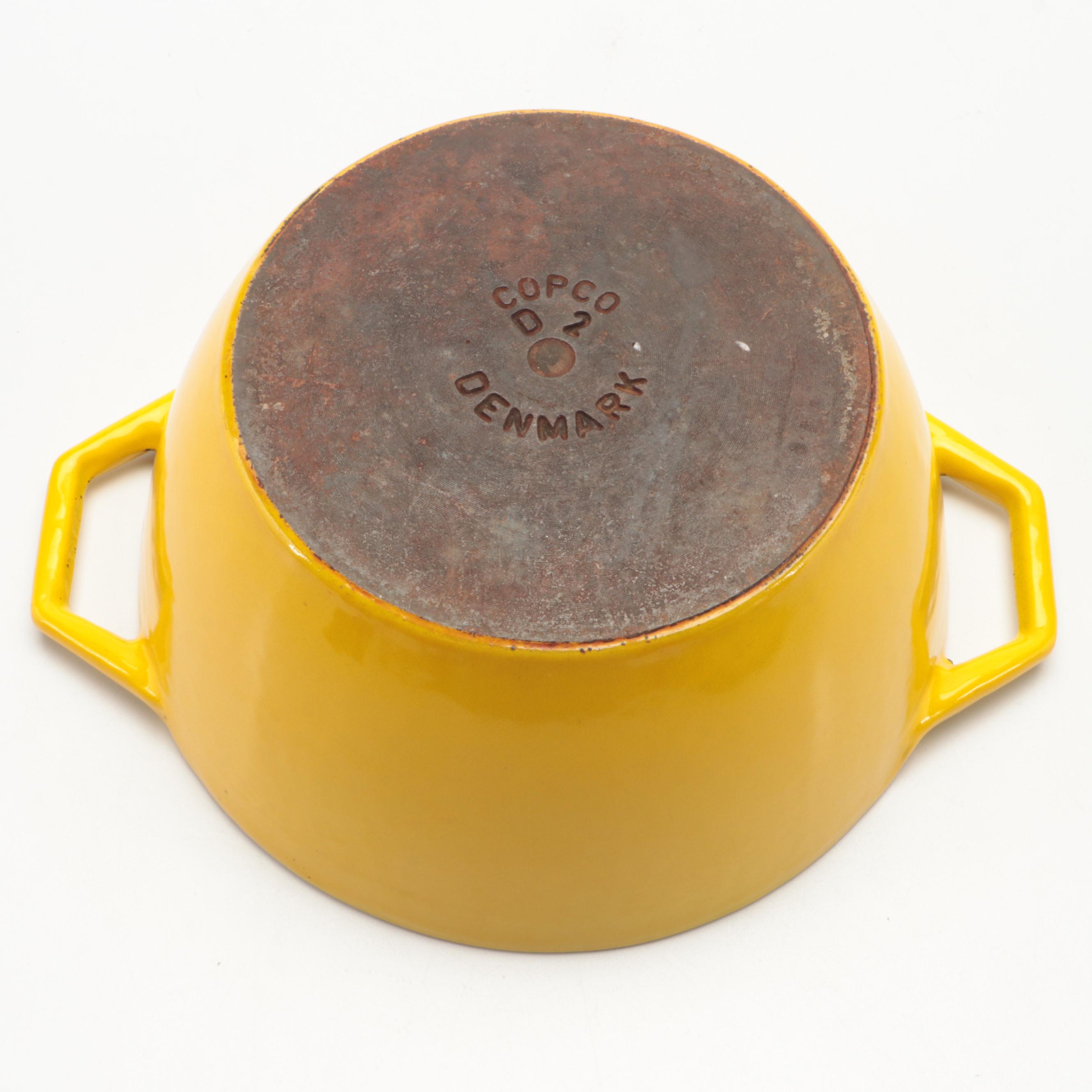 Copco Yellow Enameled Cast Iron Paella Pan, Dutch Oven, and Casserole