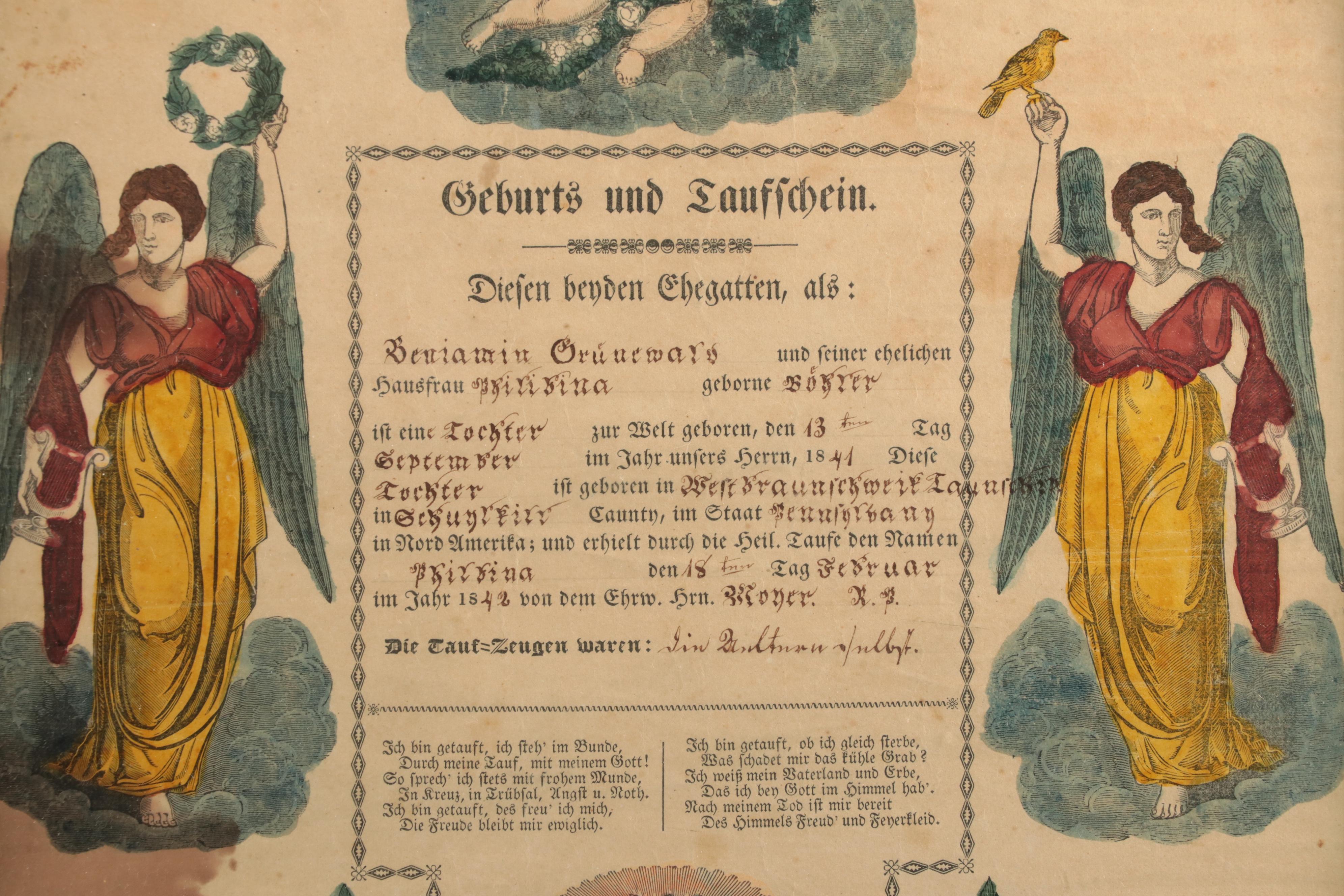 German Language Birth And Baptismal Certificates, Mid To Late 19th ...