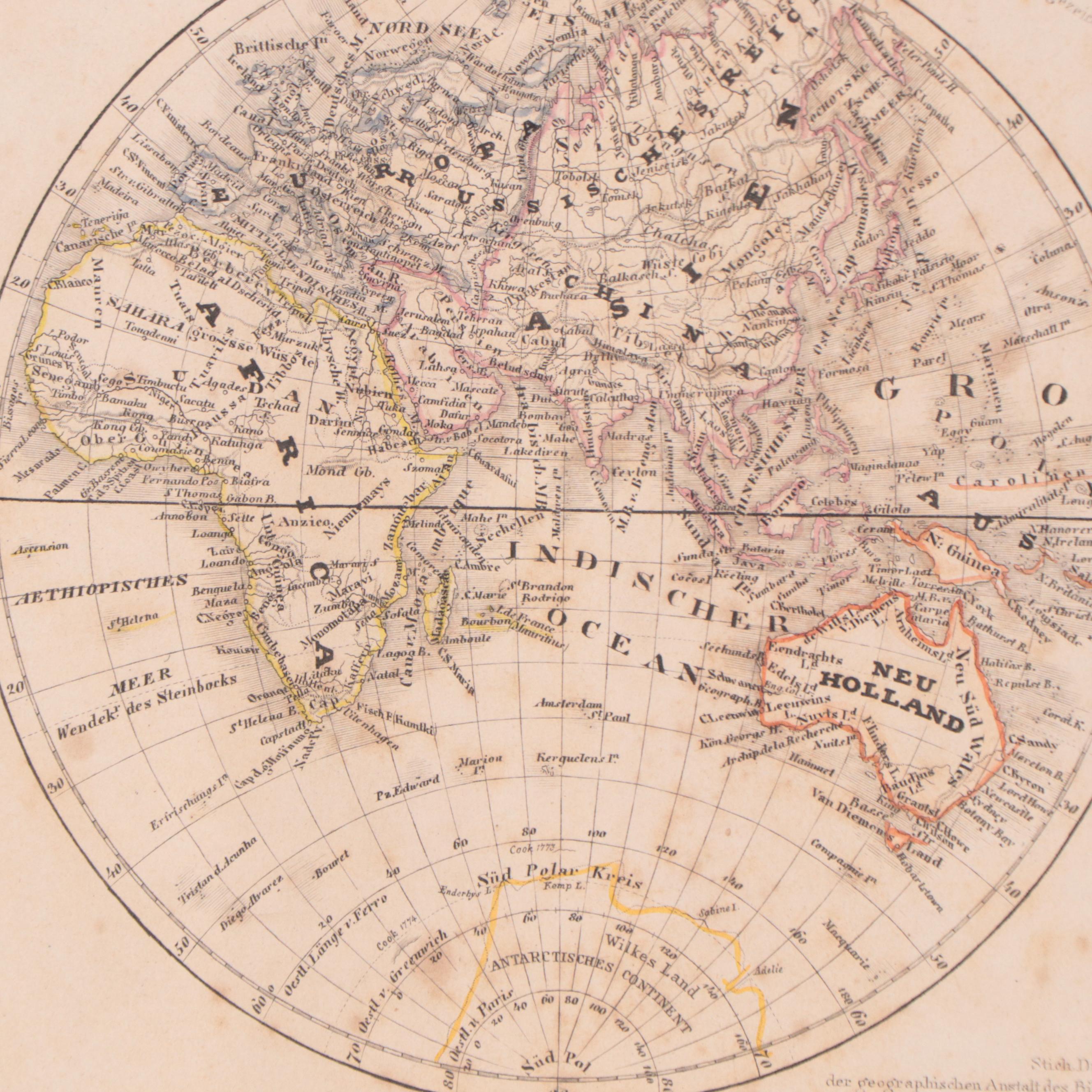 German World Atlas Hand-Colored Engraving, Circa 1849 | EBTH