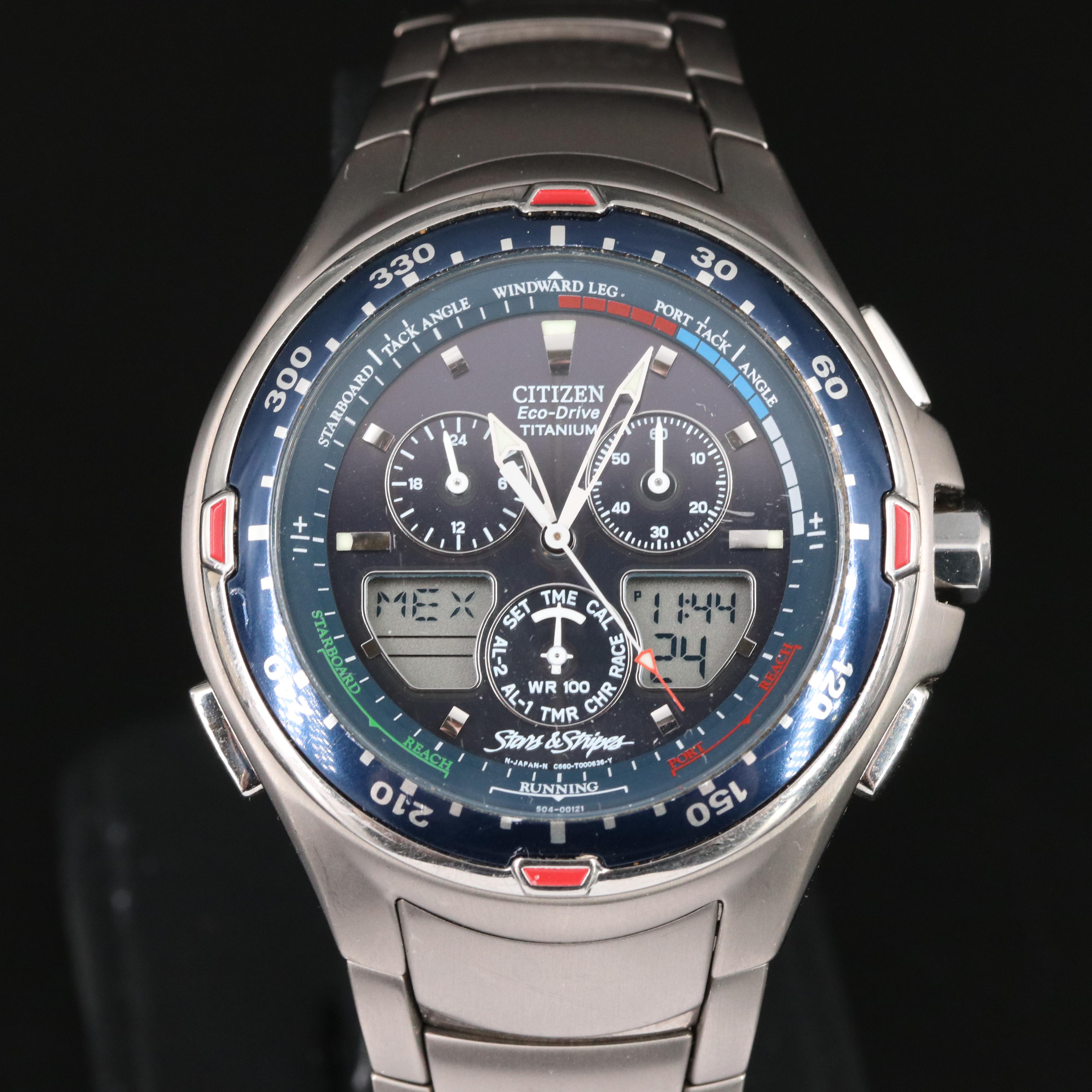 Citizen EcoDrive Stars and Stripes Titanium Wristwatch EBTH