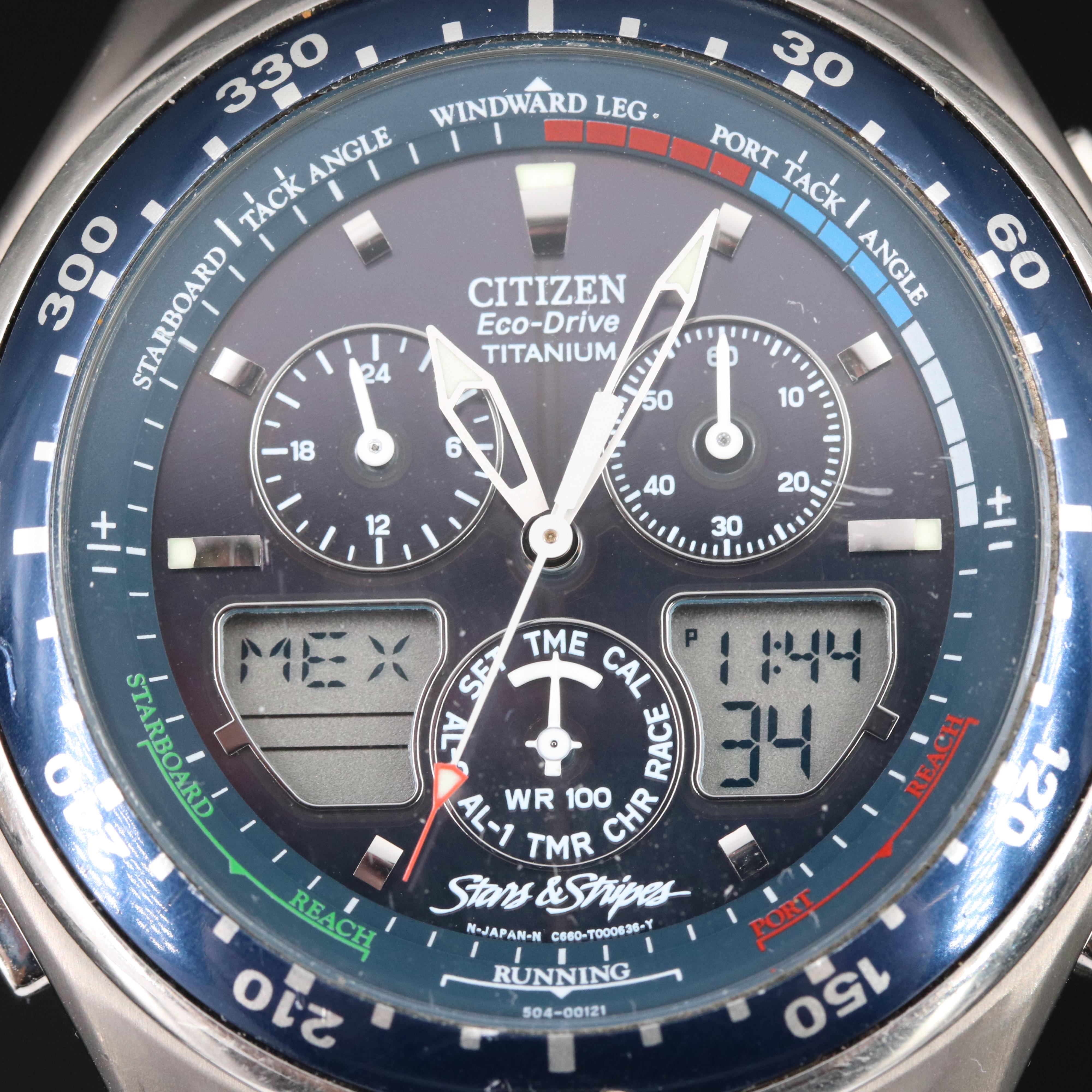 Citizen EcoDrive Stars and Stripes Titanium Wristwatch EBTH