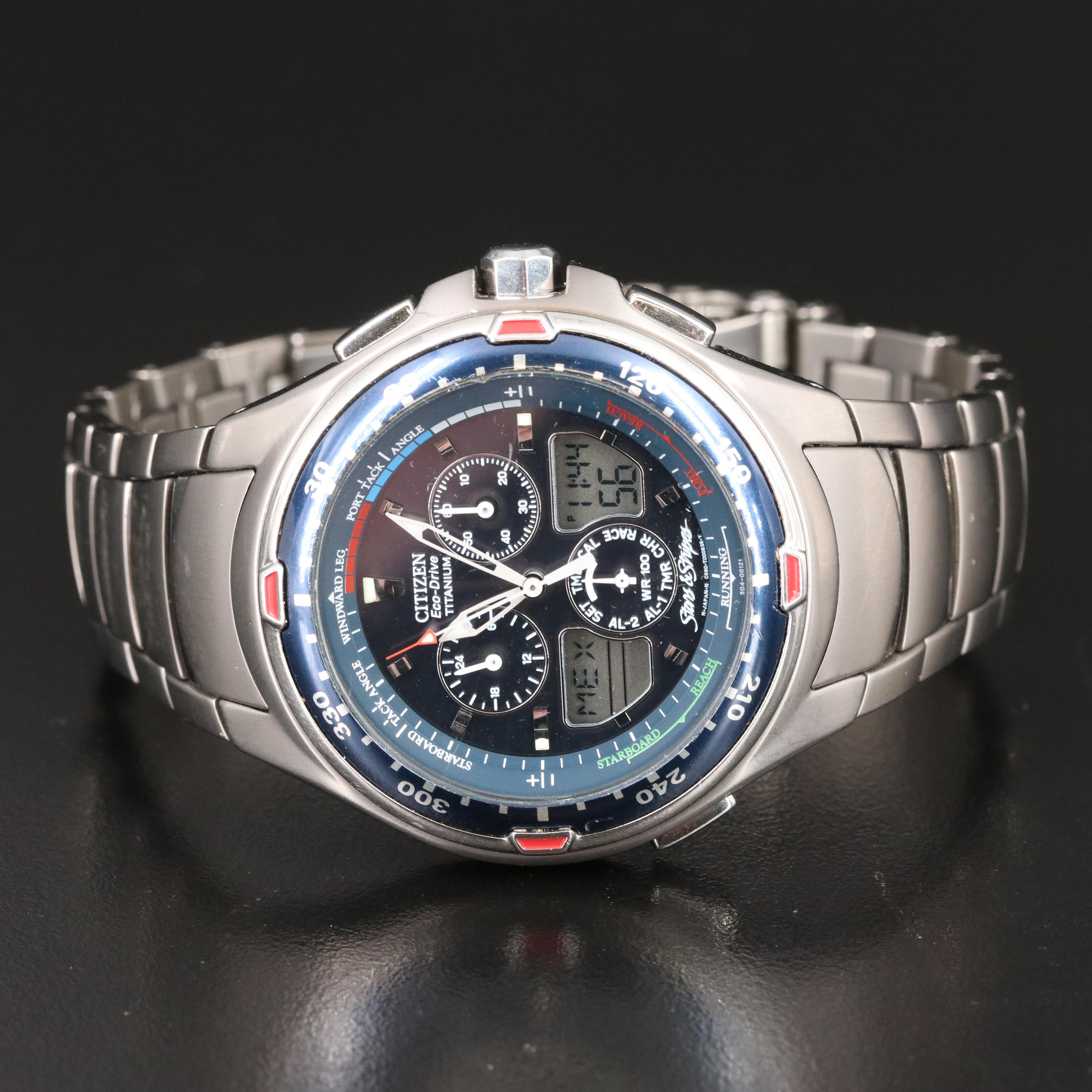 Citizen EcoDrive Stars and Stripes Titanium Wristwatch EBTH