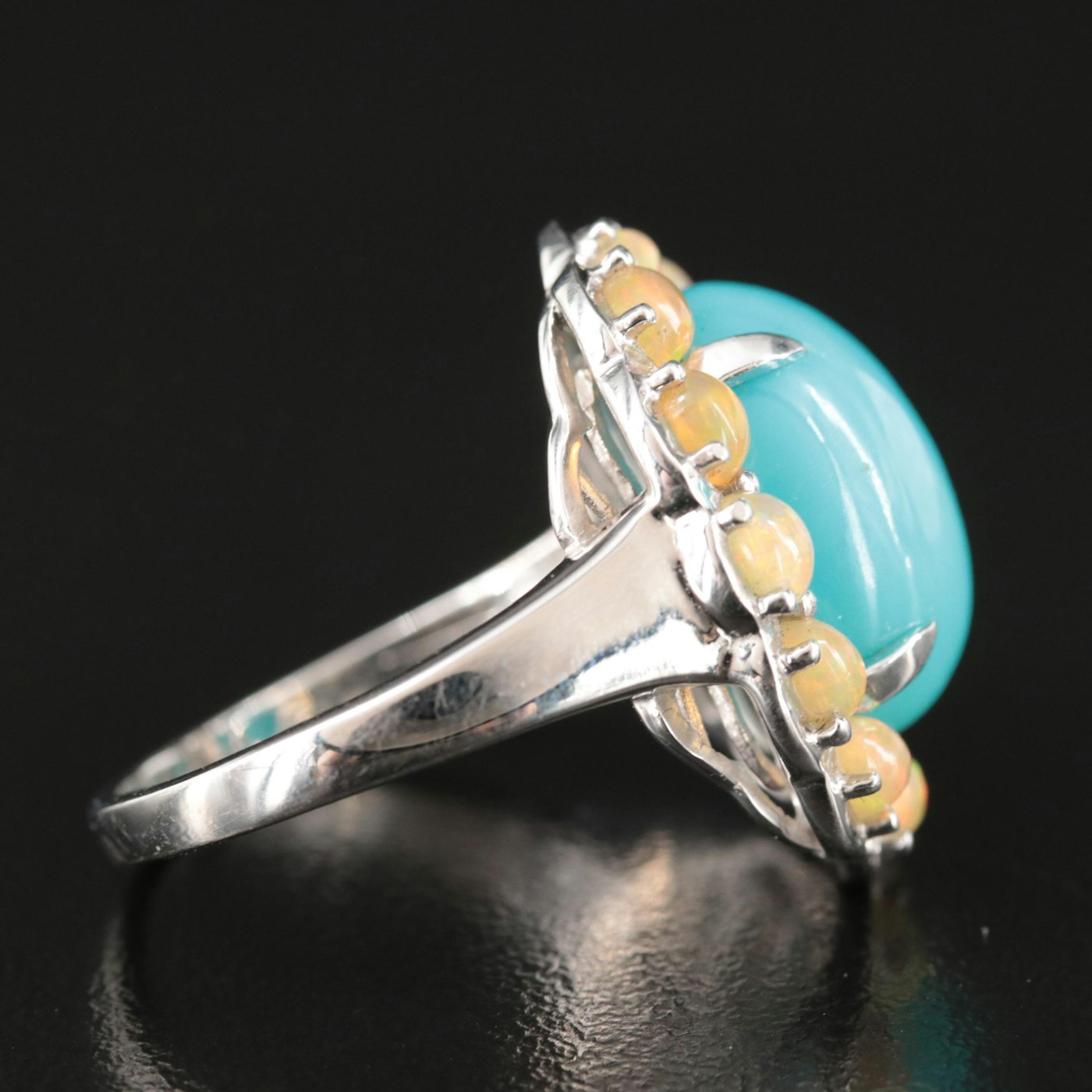 Sterling Turquoise and Opal Ring | EBTH