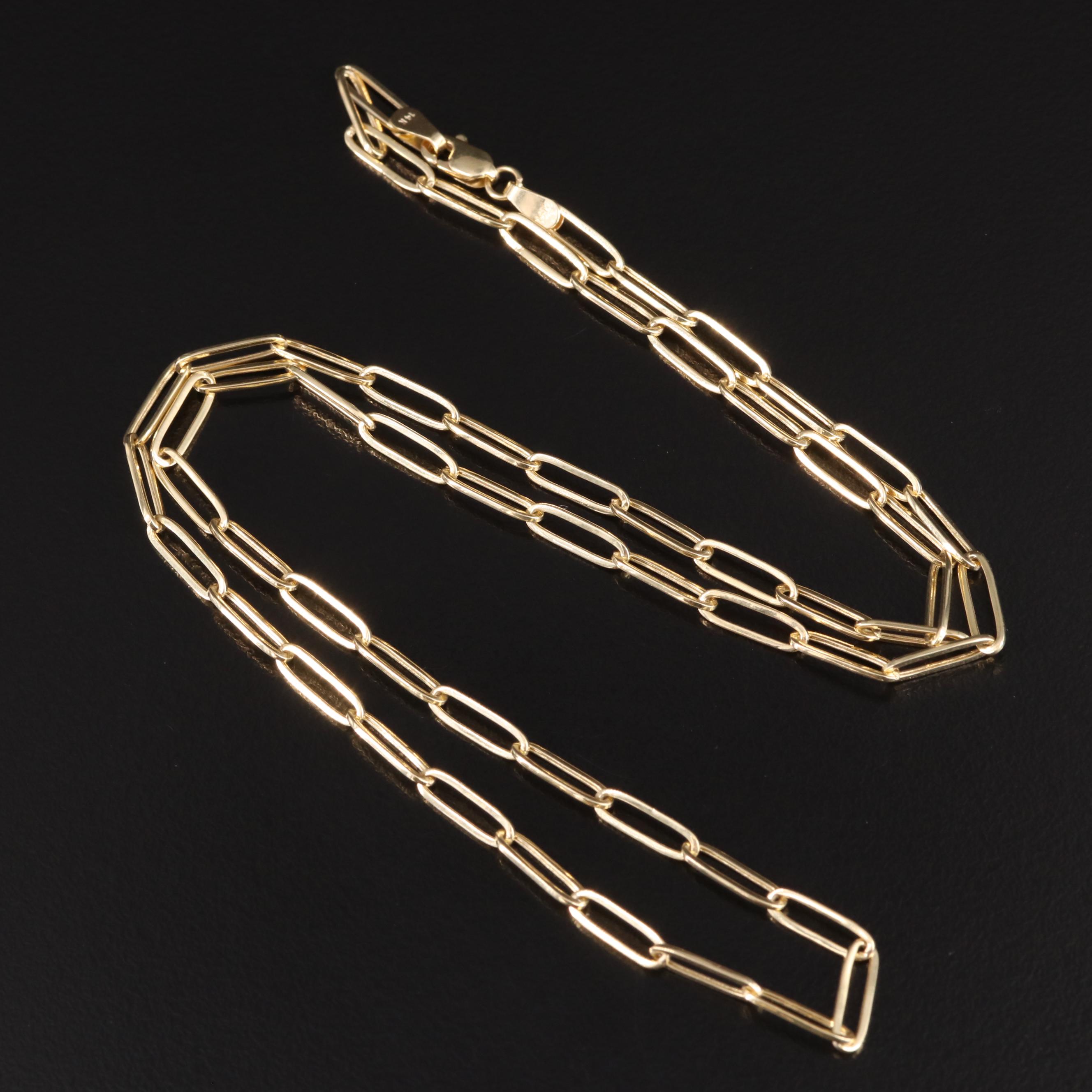 14K Paper Clip Chain Necklace EBTH