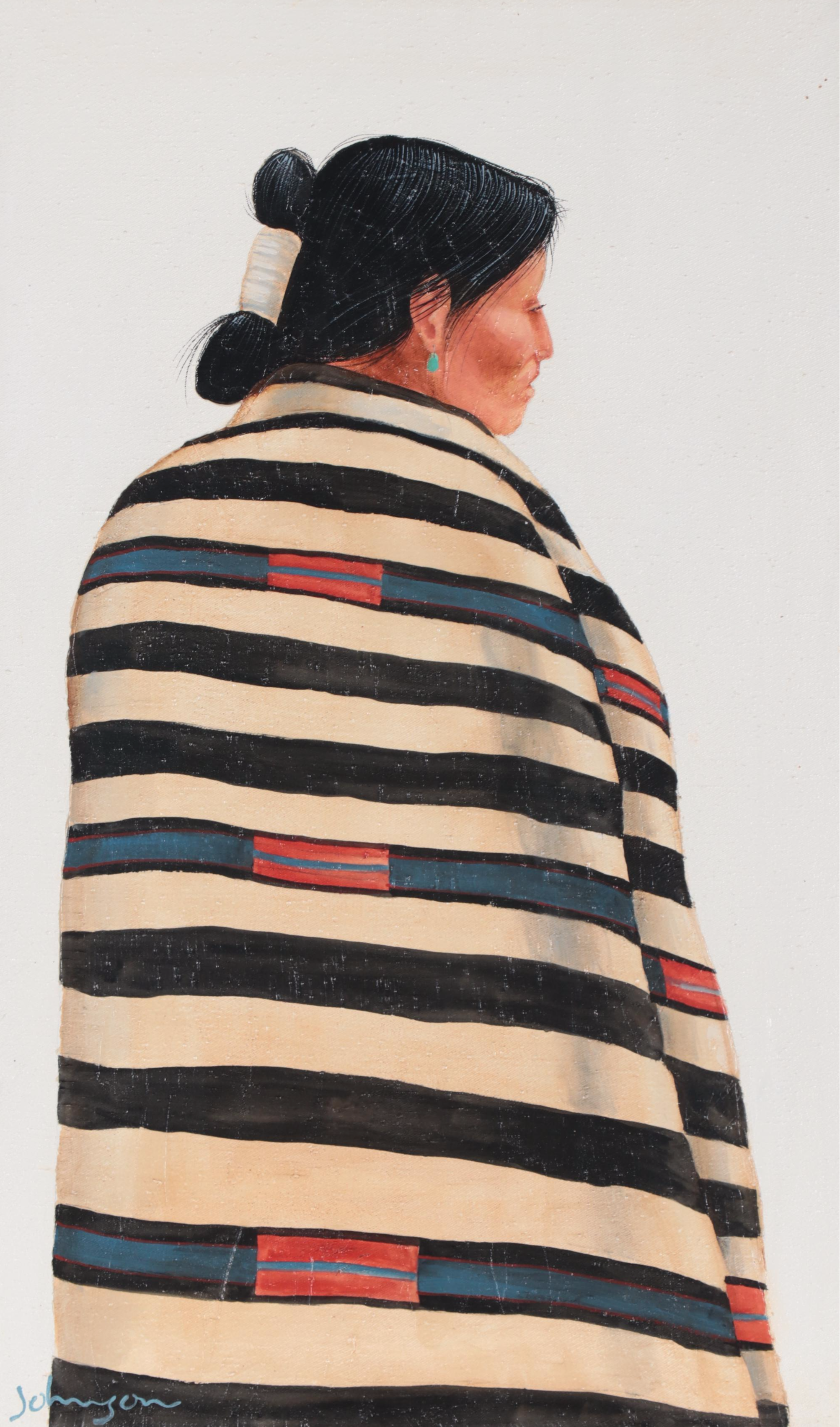 Herb Johnson Oil Portrait of Native American, 21st Century EBTH