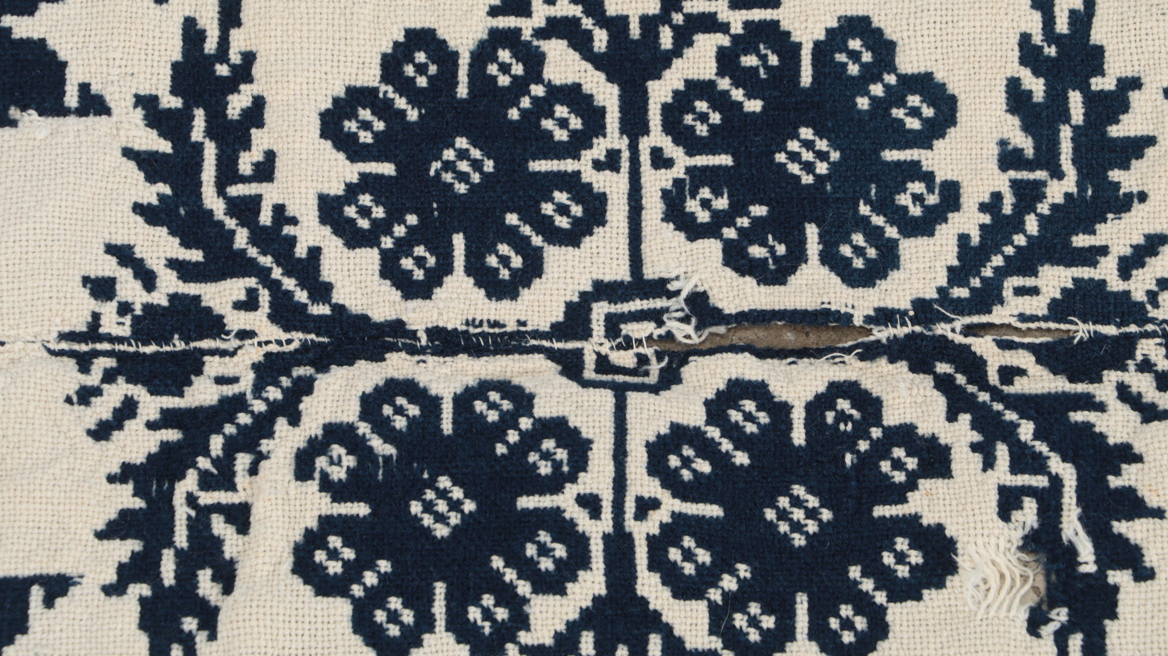 American Blue and White Woven Coverlet, 1840 EBTH