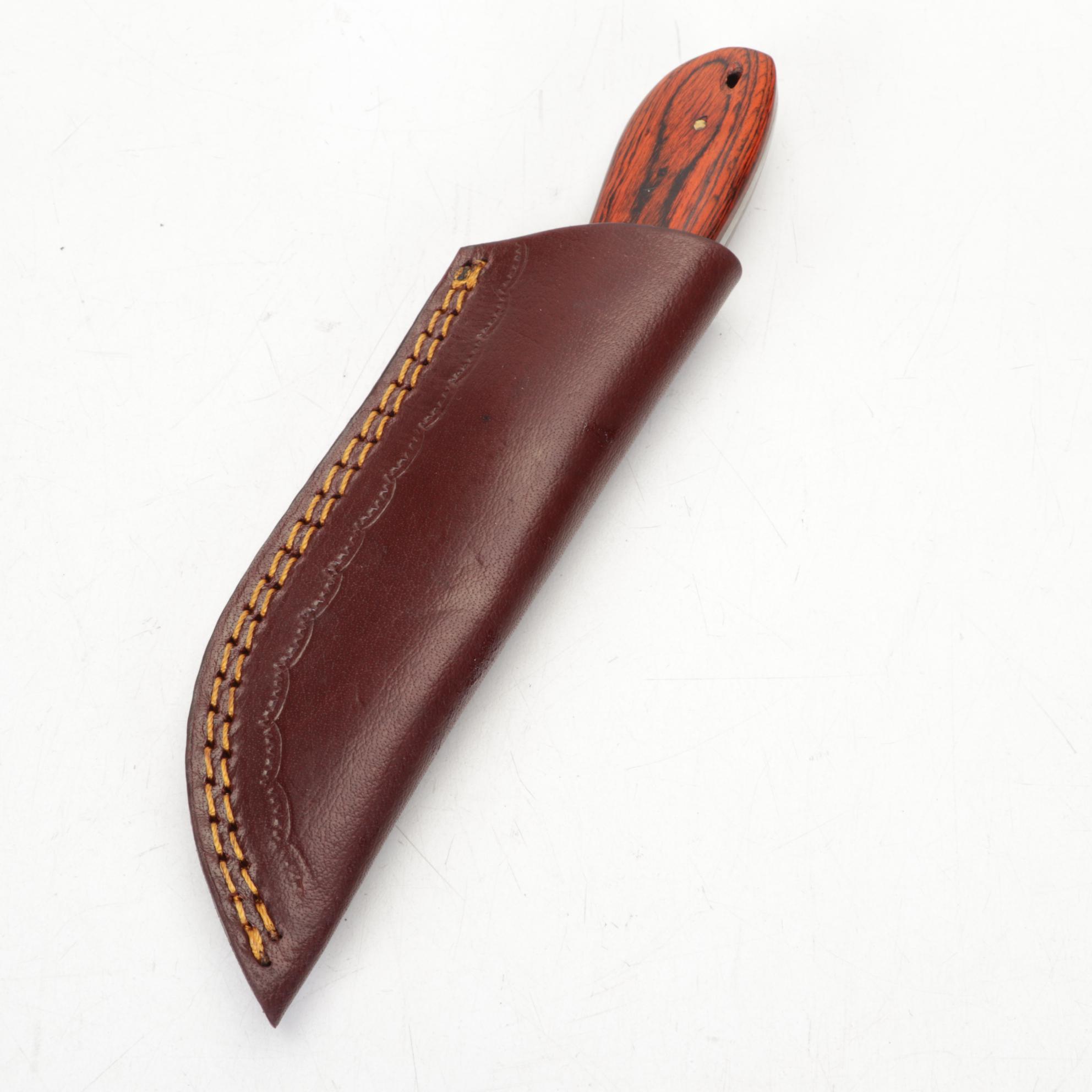 Damascus Steel Knives and Dagger with Sharpening Sheath EBTH