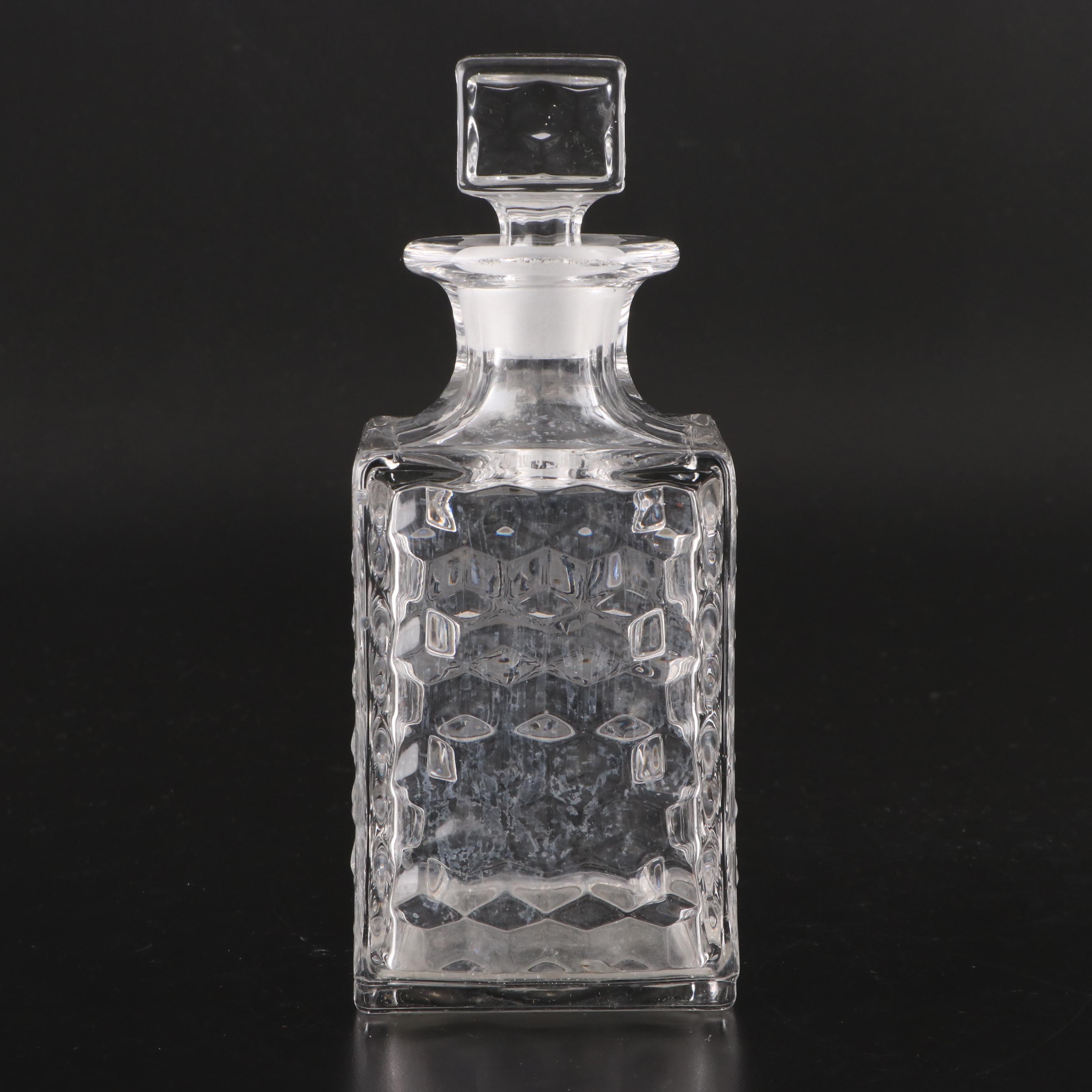 Fostoria Etched Glass Decanters with Metal Stand EBTH