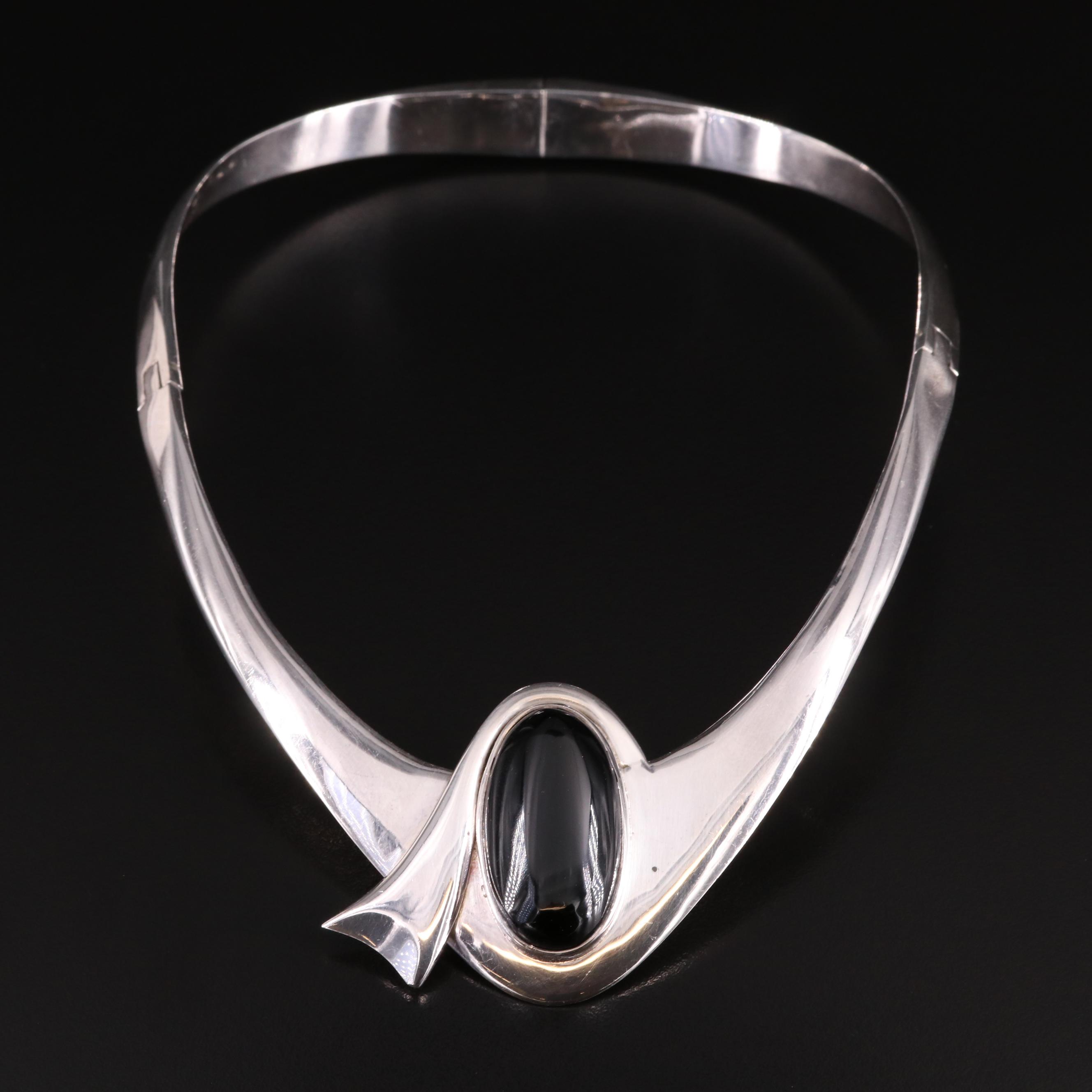 Alicia de la Paz 950 Silver Obsidian Collar EBTH