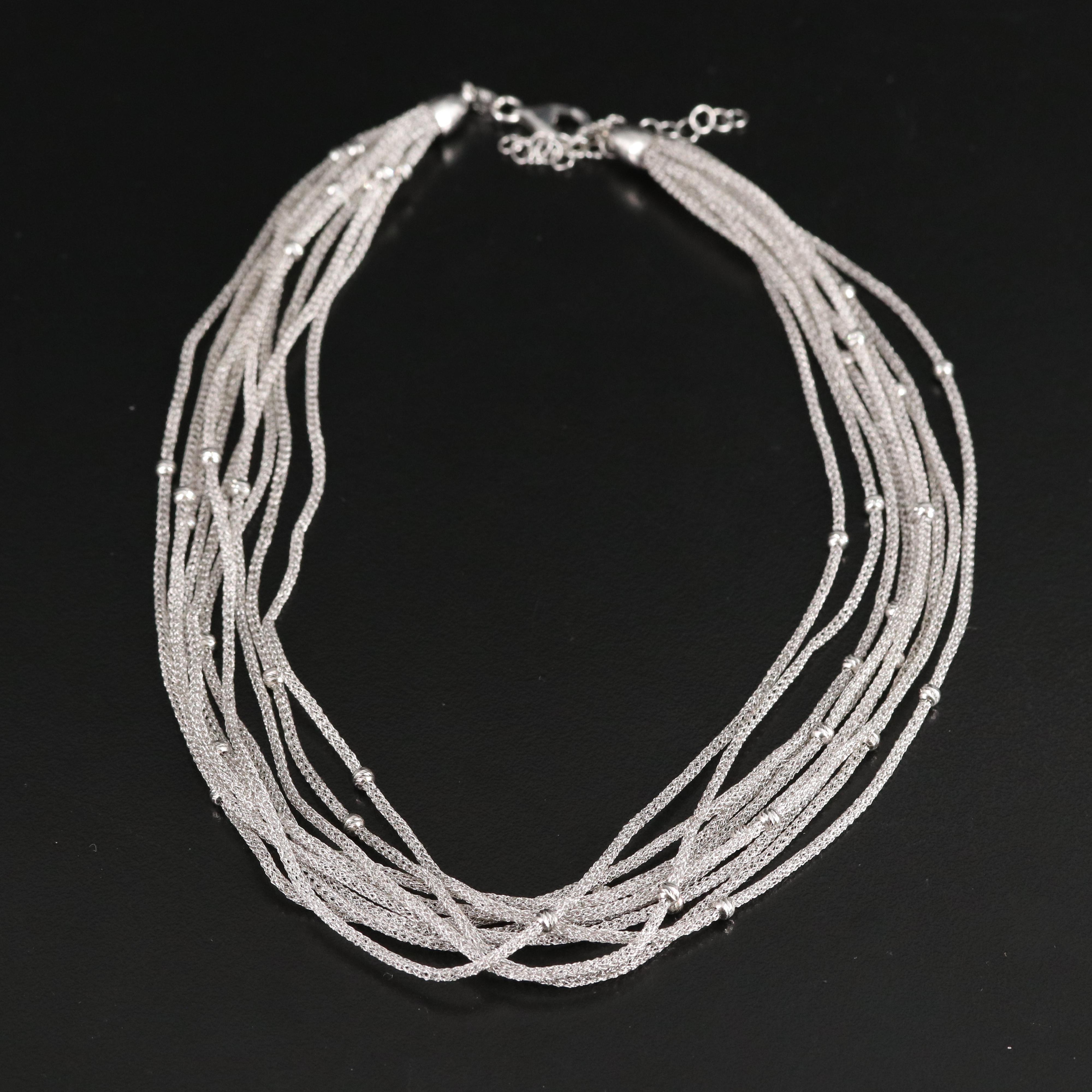Sterling MultiStrand Mesh Chain Necklace EBTH