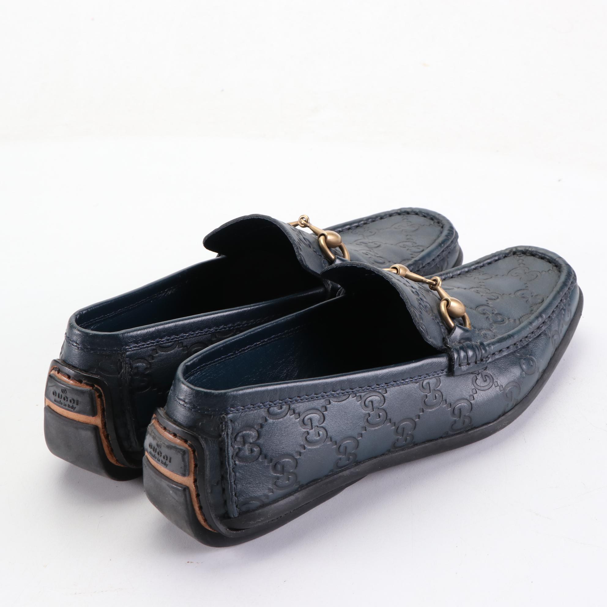 Gucci Horsebit Loafers in Blue Guccissima Embossed Leather EBTH