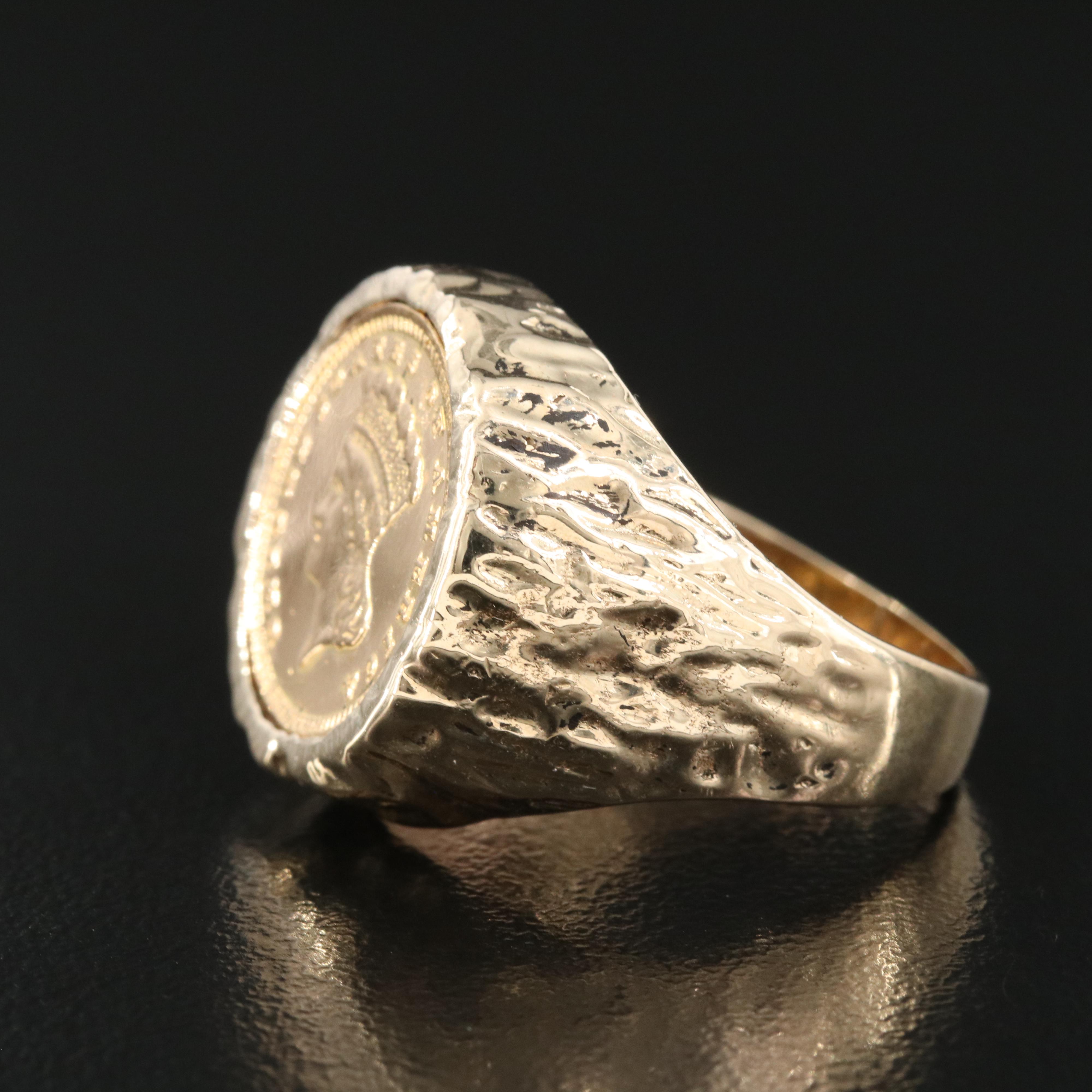 10K Ring with 1885 Type III Indian Princess $1 Gold Coin | EBTH