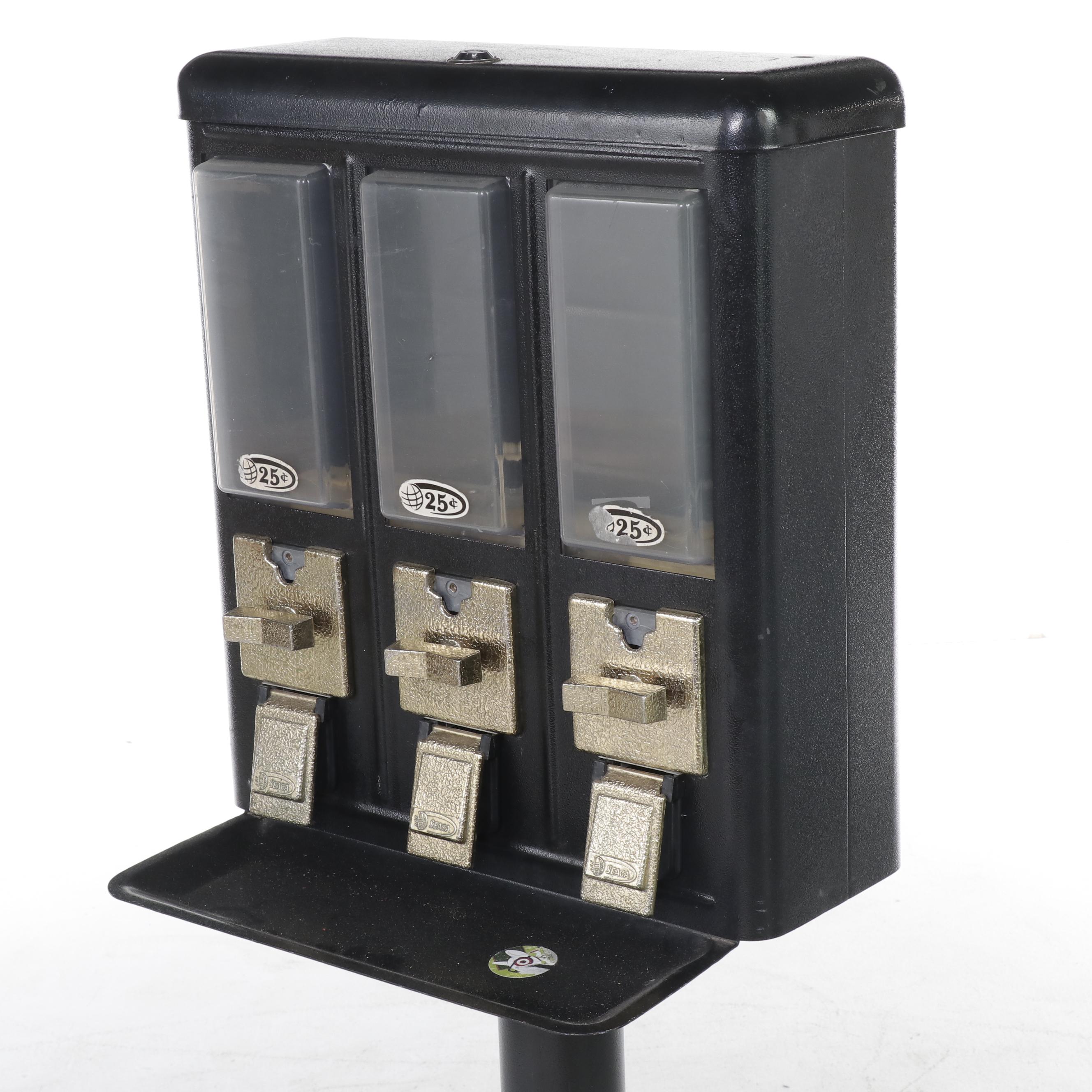 Seaga Triple Gumball Machine on Cast Iron Stand EBTH