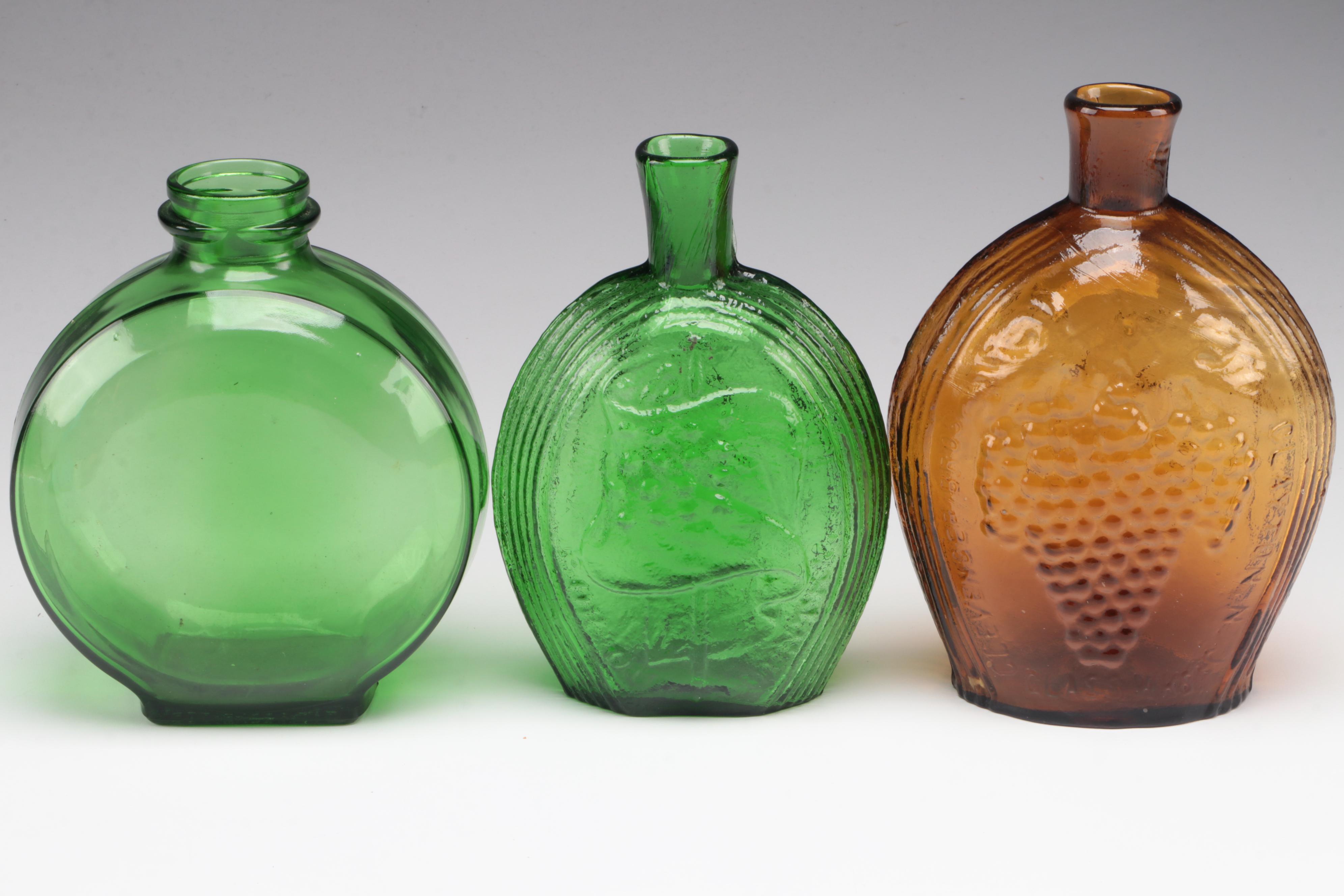 Nuline Amber Glass Old Cabin Whiskey Bottle and More Colored Glass