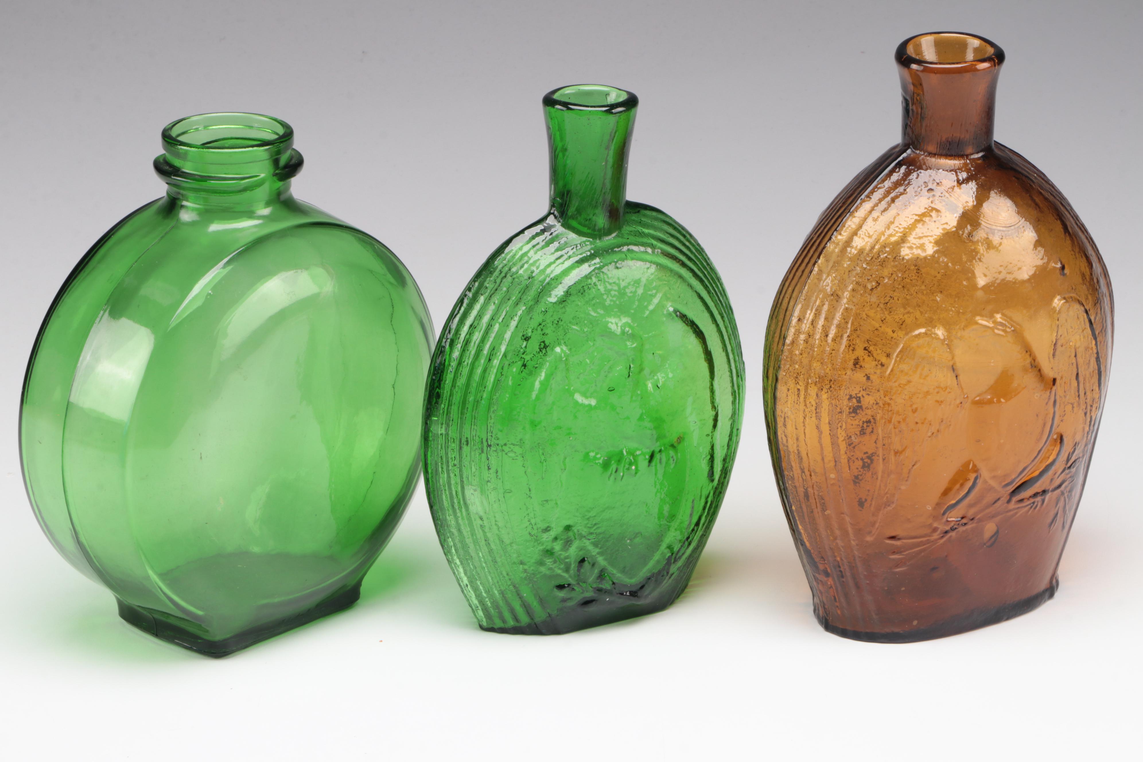 Nuline Amber Glass Old Cabin Whiskey Bottle and More Colored Glass