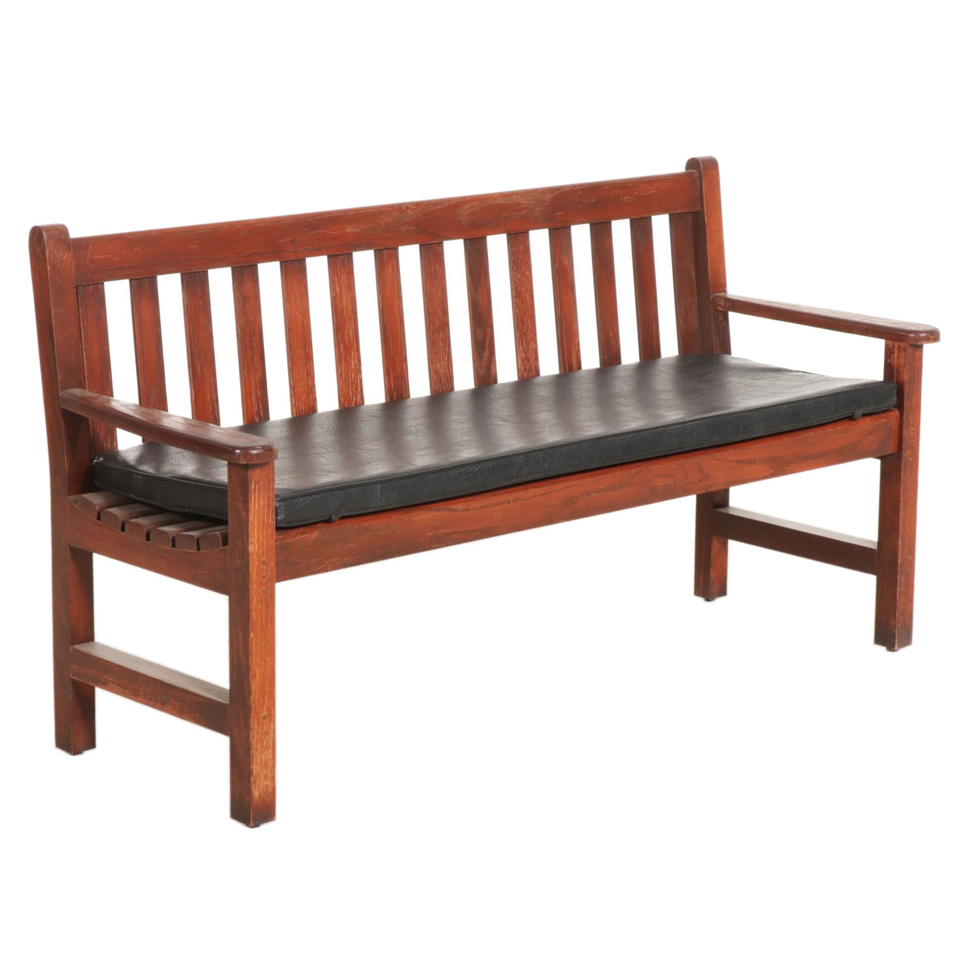 Pine Bench with Vinyl Cushion EBTH