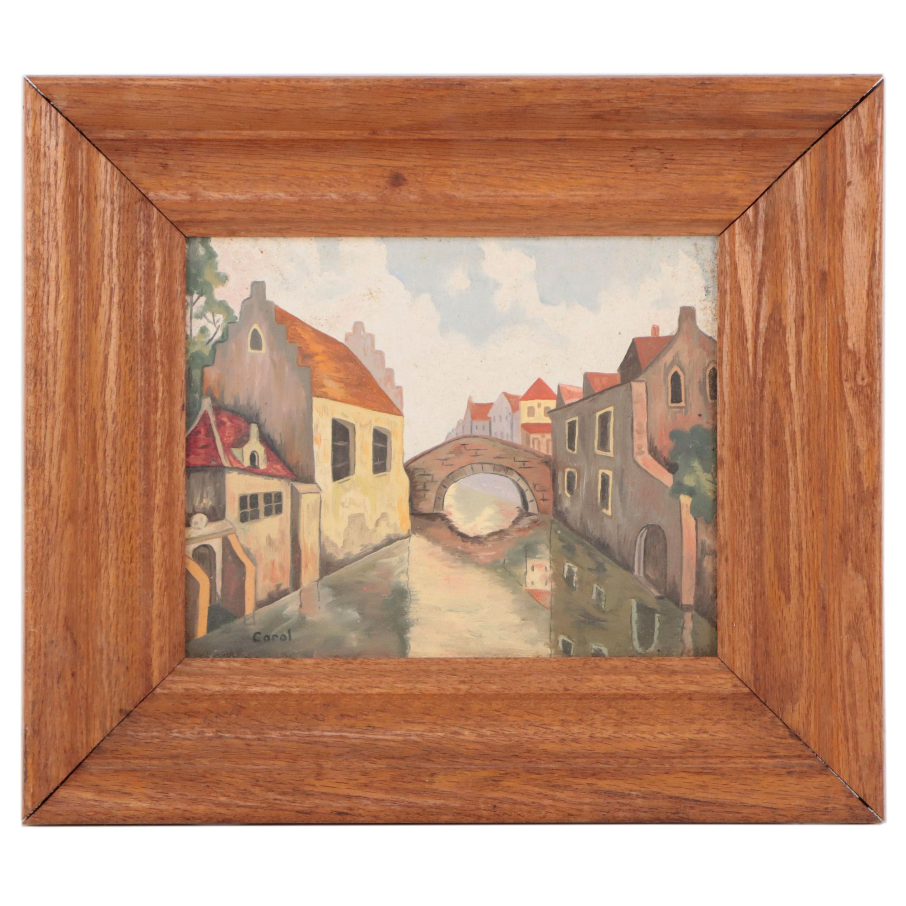 Acrylic Painting of Canal Scene EBTH