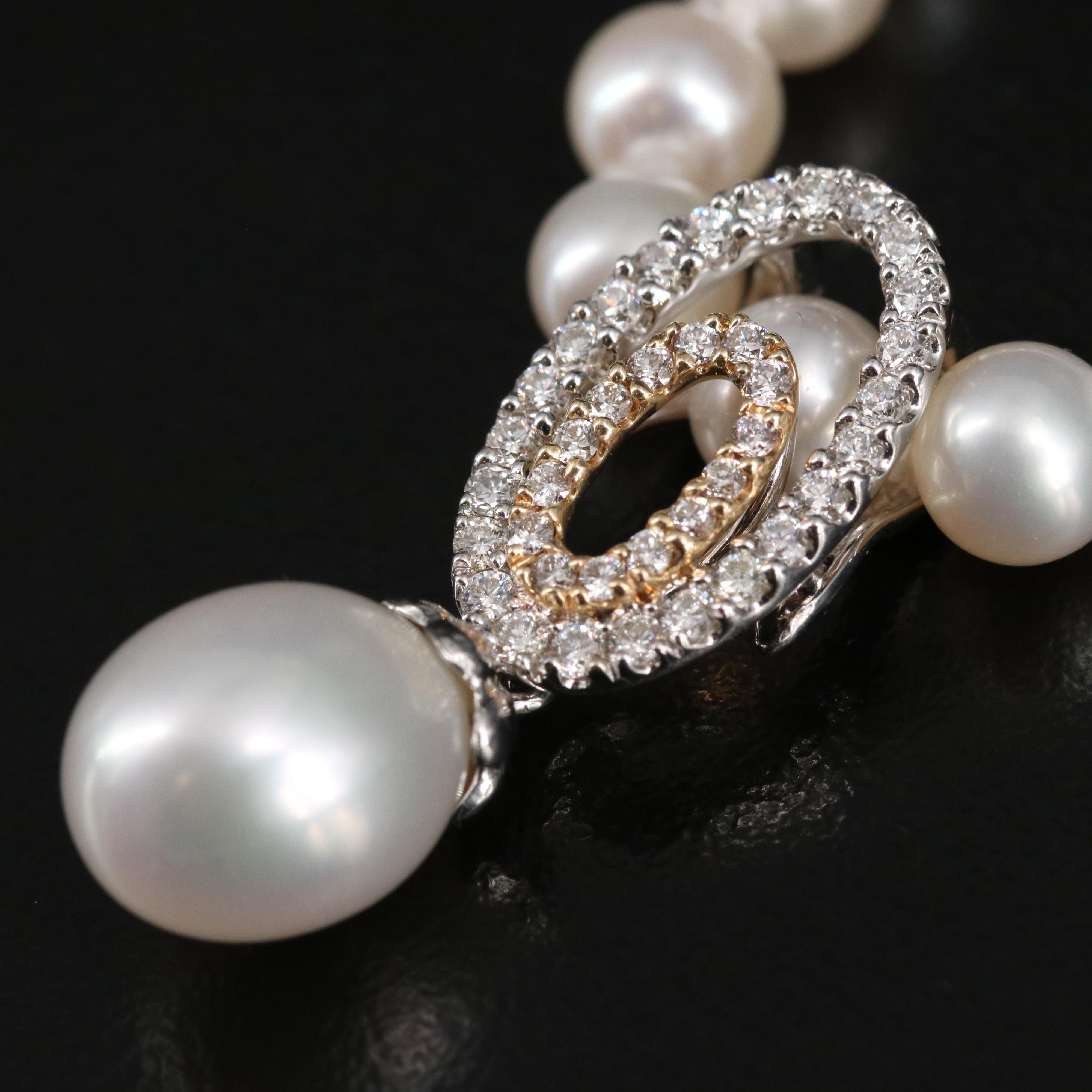 14K Pearl and Diamond Enhancer Pendant Necklace | EBTH