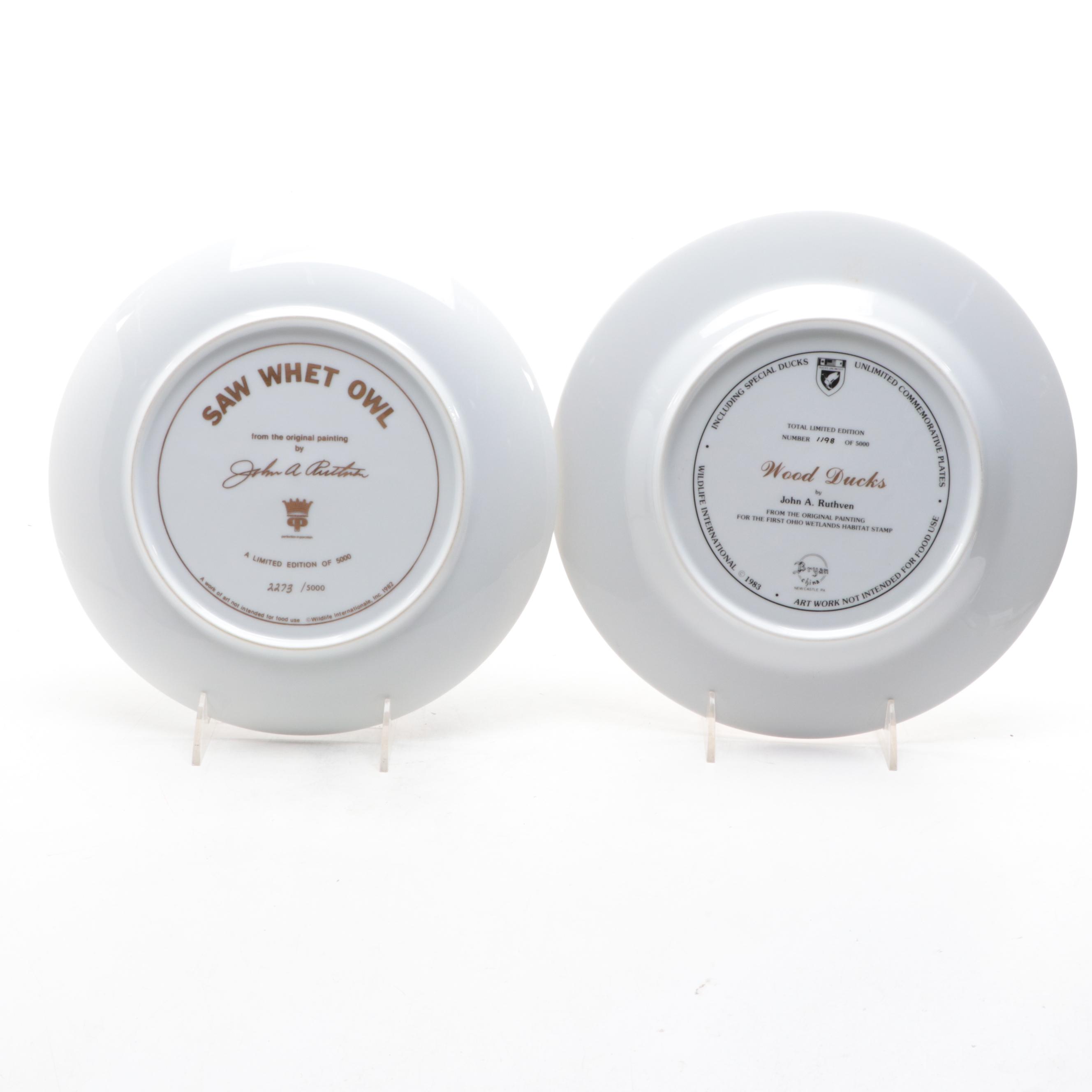 John A. Ruthven "Wood Ducks" and "Saw Whet Owl" Porcelain Collector