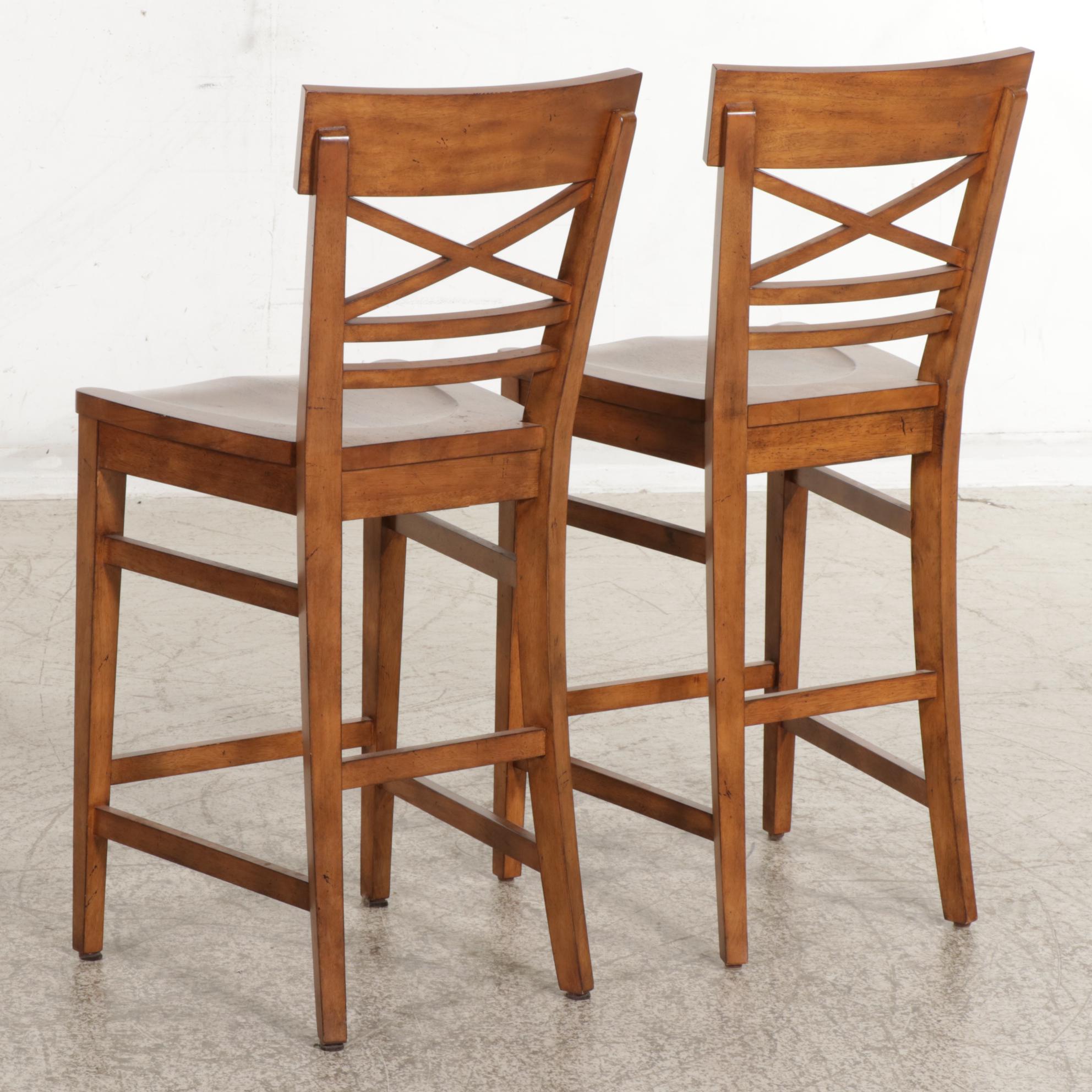 Pair of Ethan Allen Hardwood Counter Stools EBTH