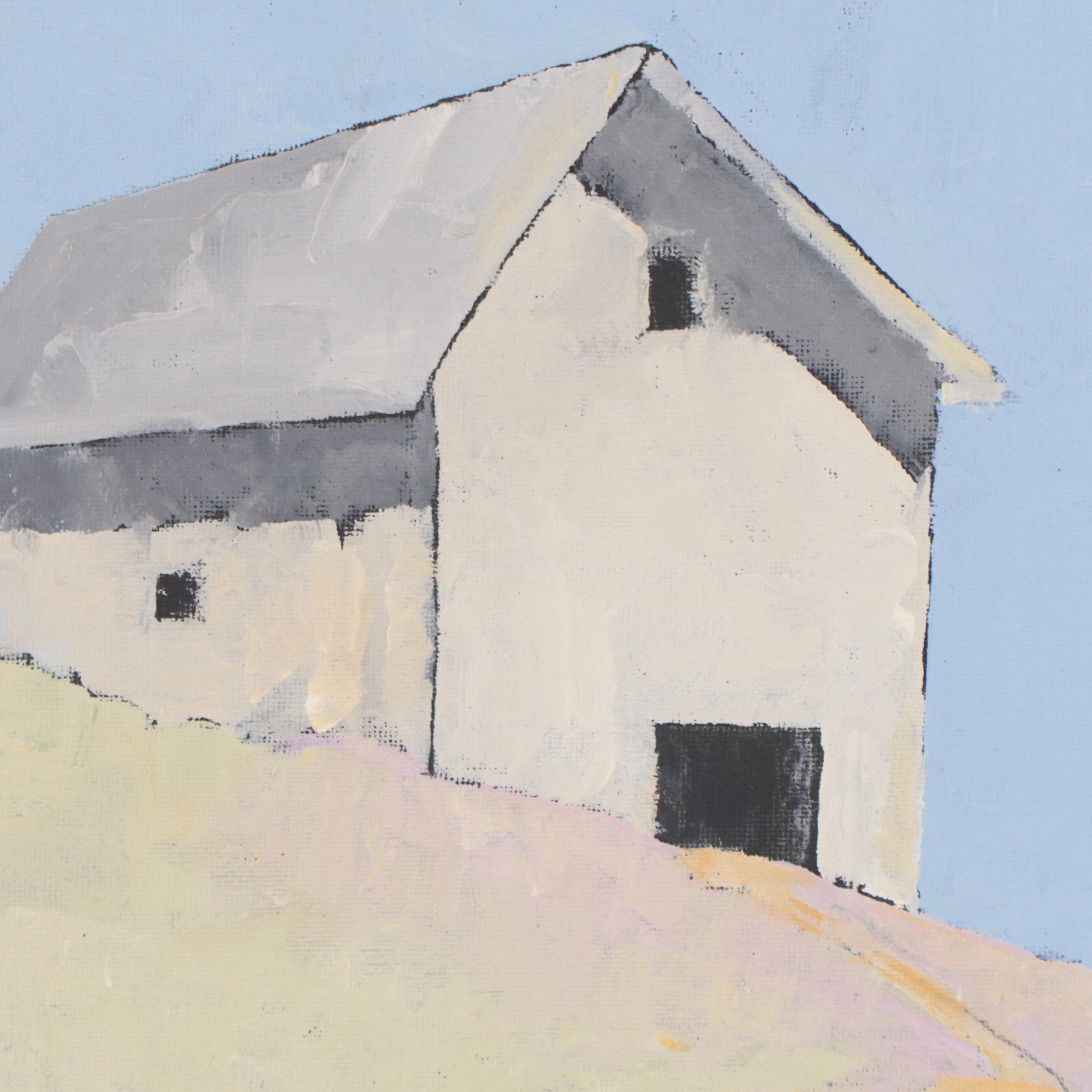 Lynne French Barn Landscape Oil Painting, 21st Century EBTH