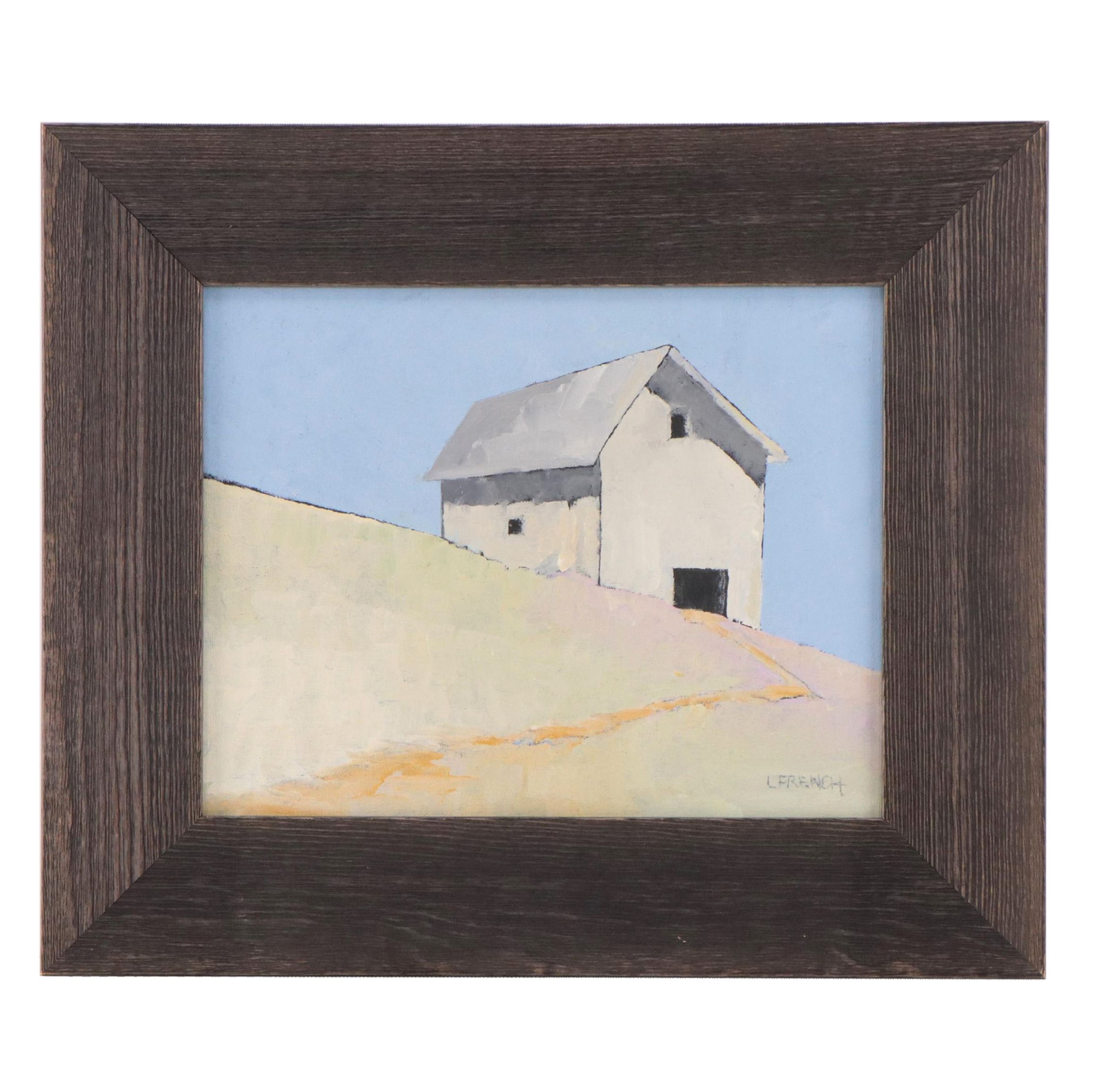 Lynne French Barn Landscape Oil Painting, 21st Century EBTH