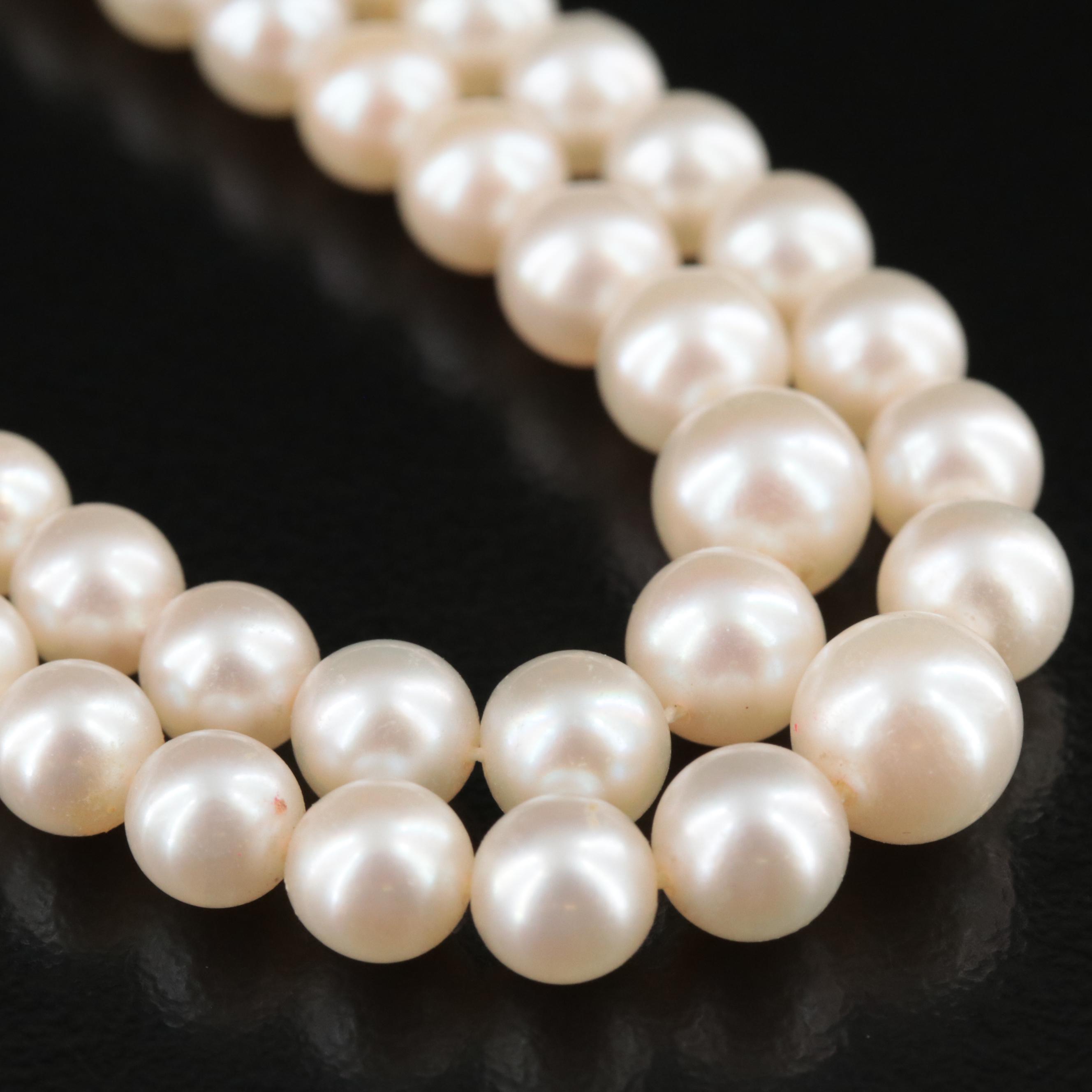Mikimoto Double Strand Pearl Necklace with 14K Clasp EBTH