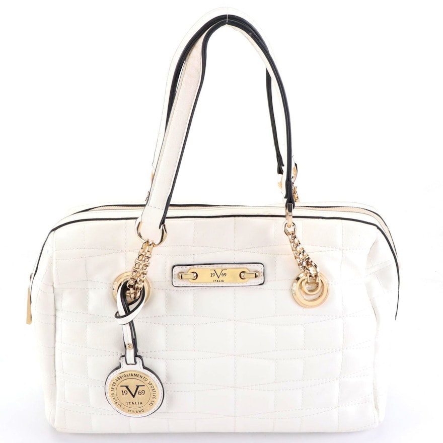 Versace 19.69 Abbigliamento Sportivo Srl Shoulder Bag in White Quilted  Leather