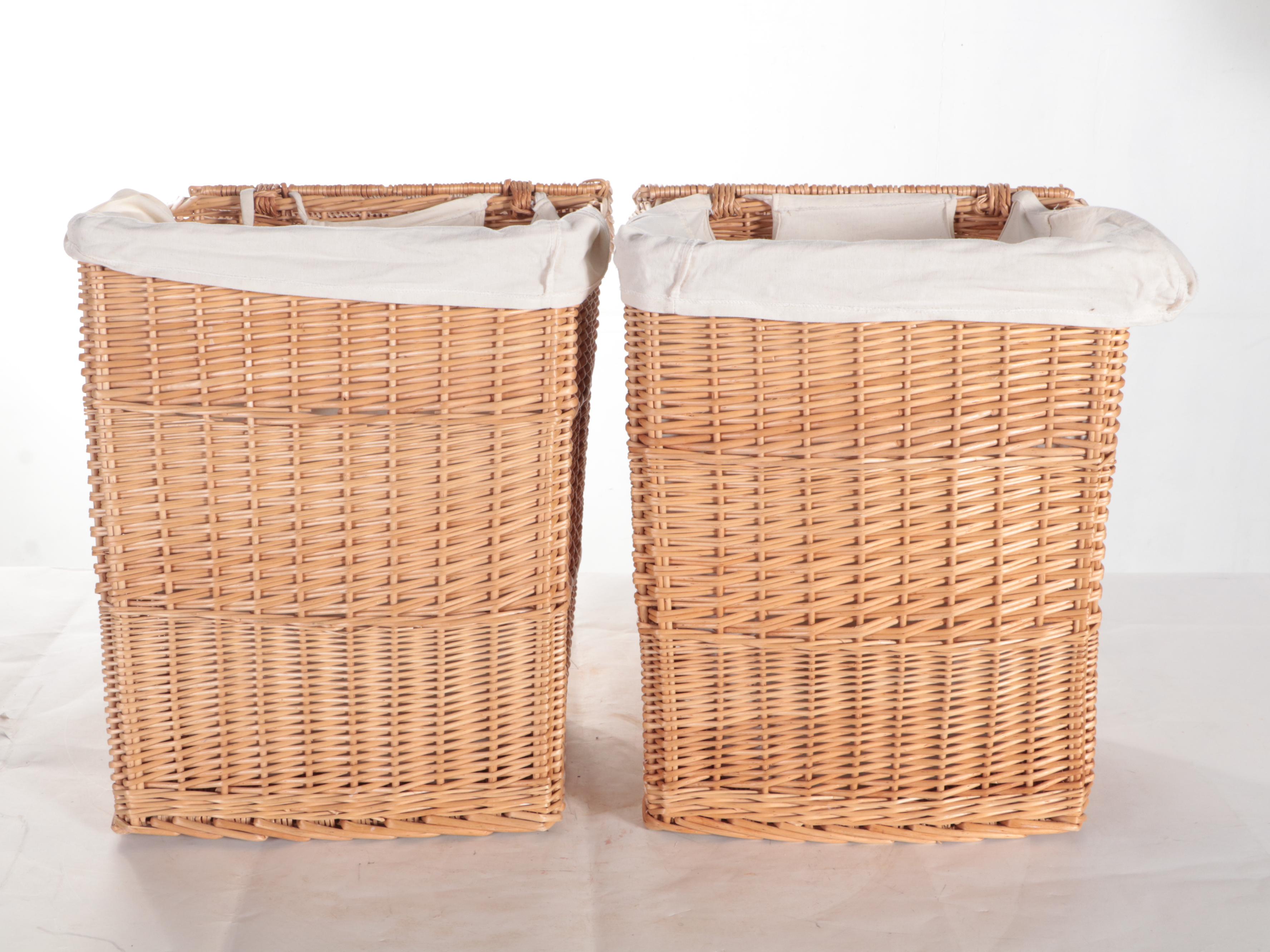 Handwoven Rattan Laundry Hampers With Canvas Liners EBTH