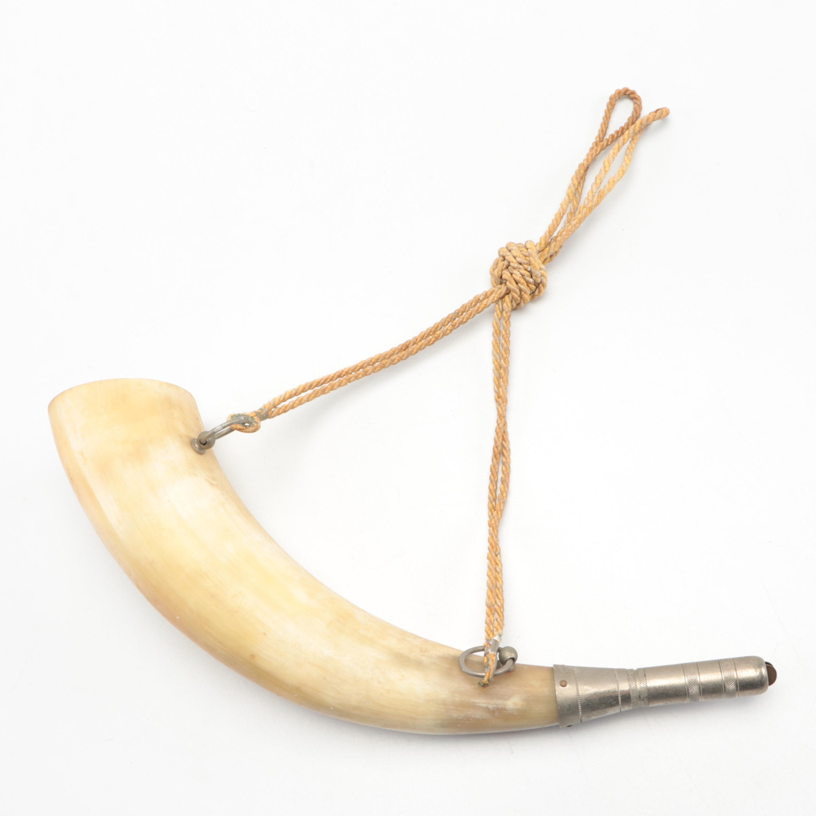 Blowing Cow Horn with Silver Plate Mouthpiece EBTH