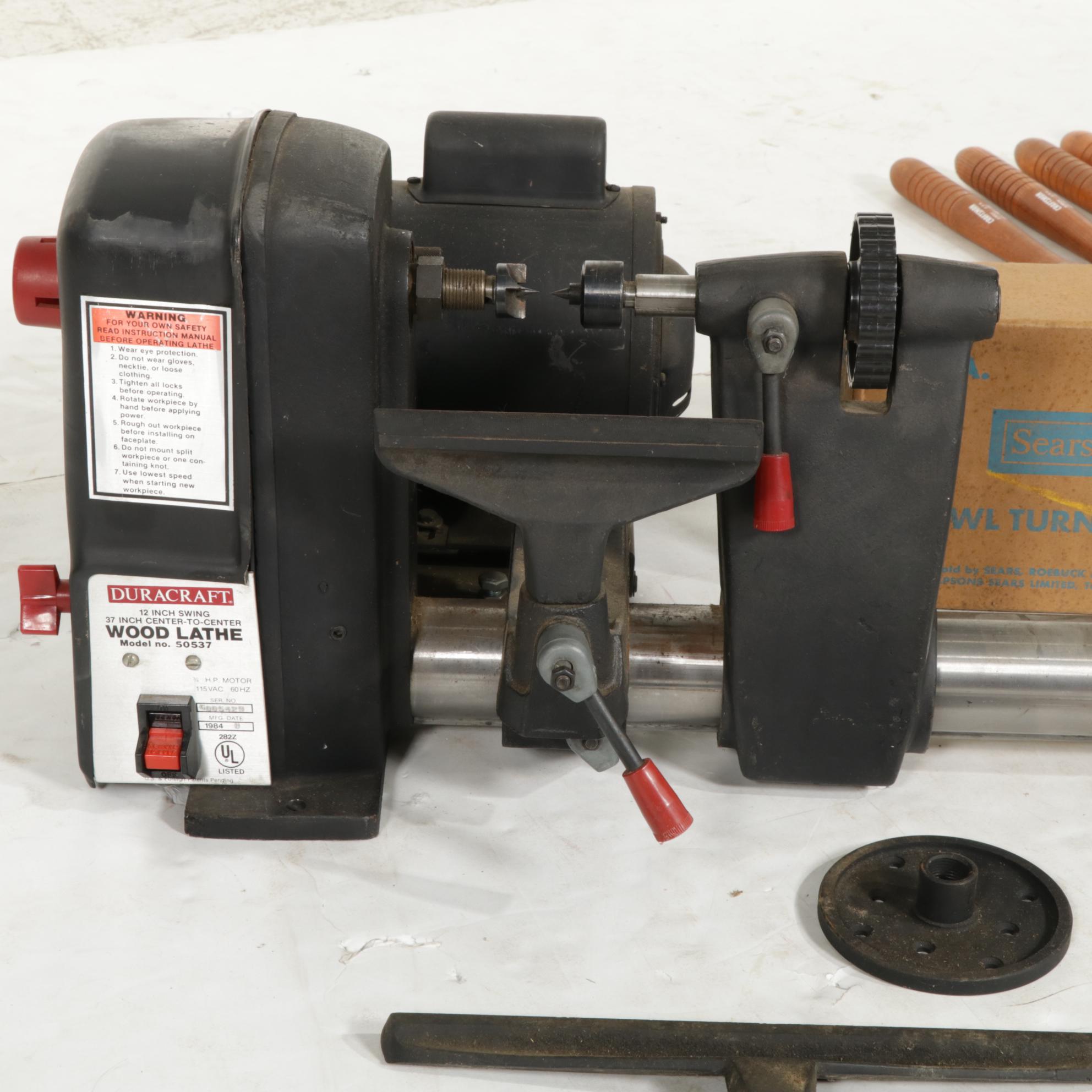 Duracraft Electric Wood Lathe with Tools and Accessories, 1984 EBTH