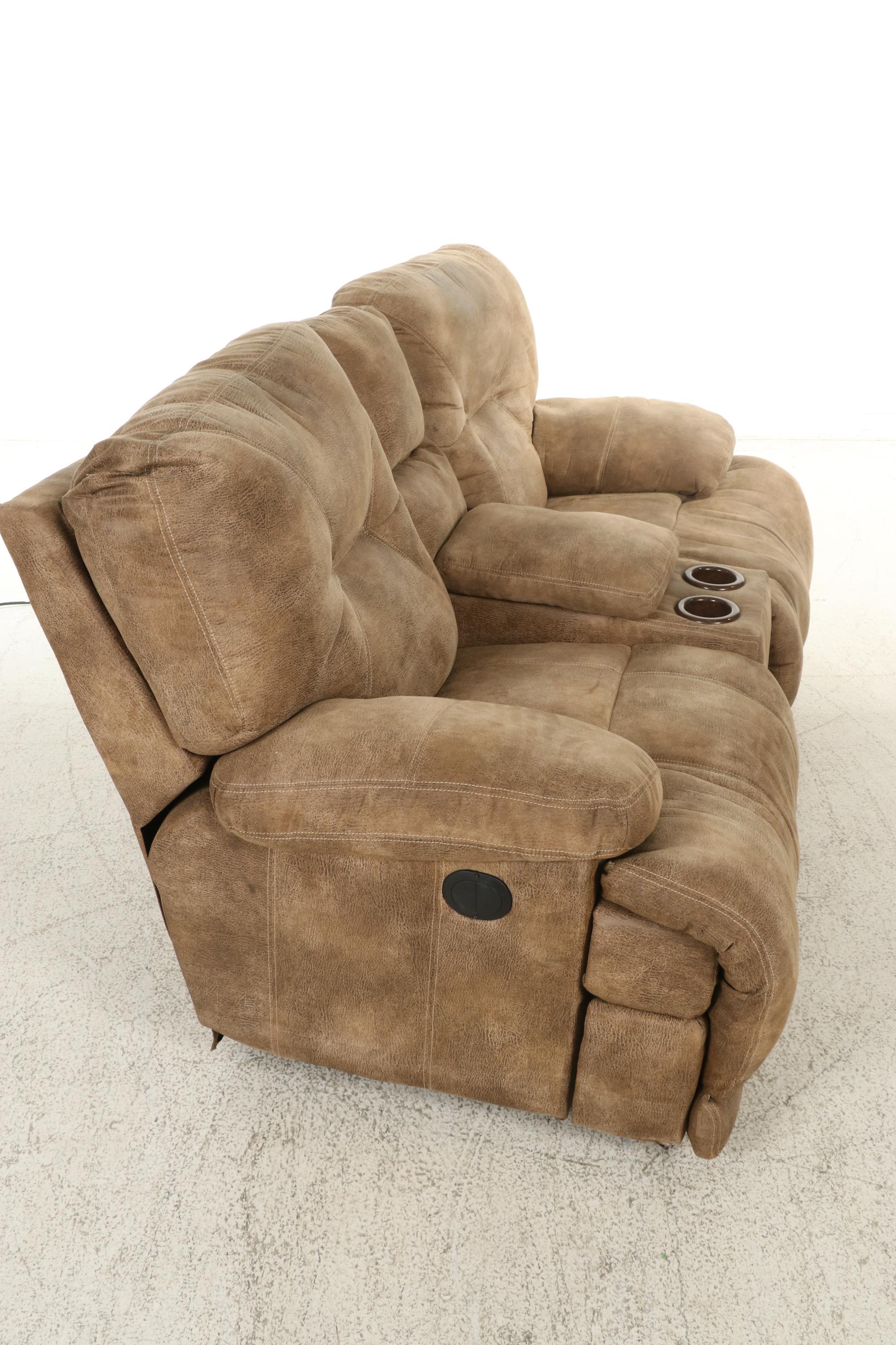 Faux Leather OverStuffed Recliner Loveseat Sofa EBTH