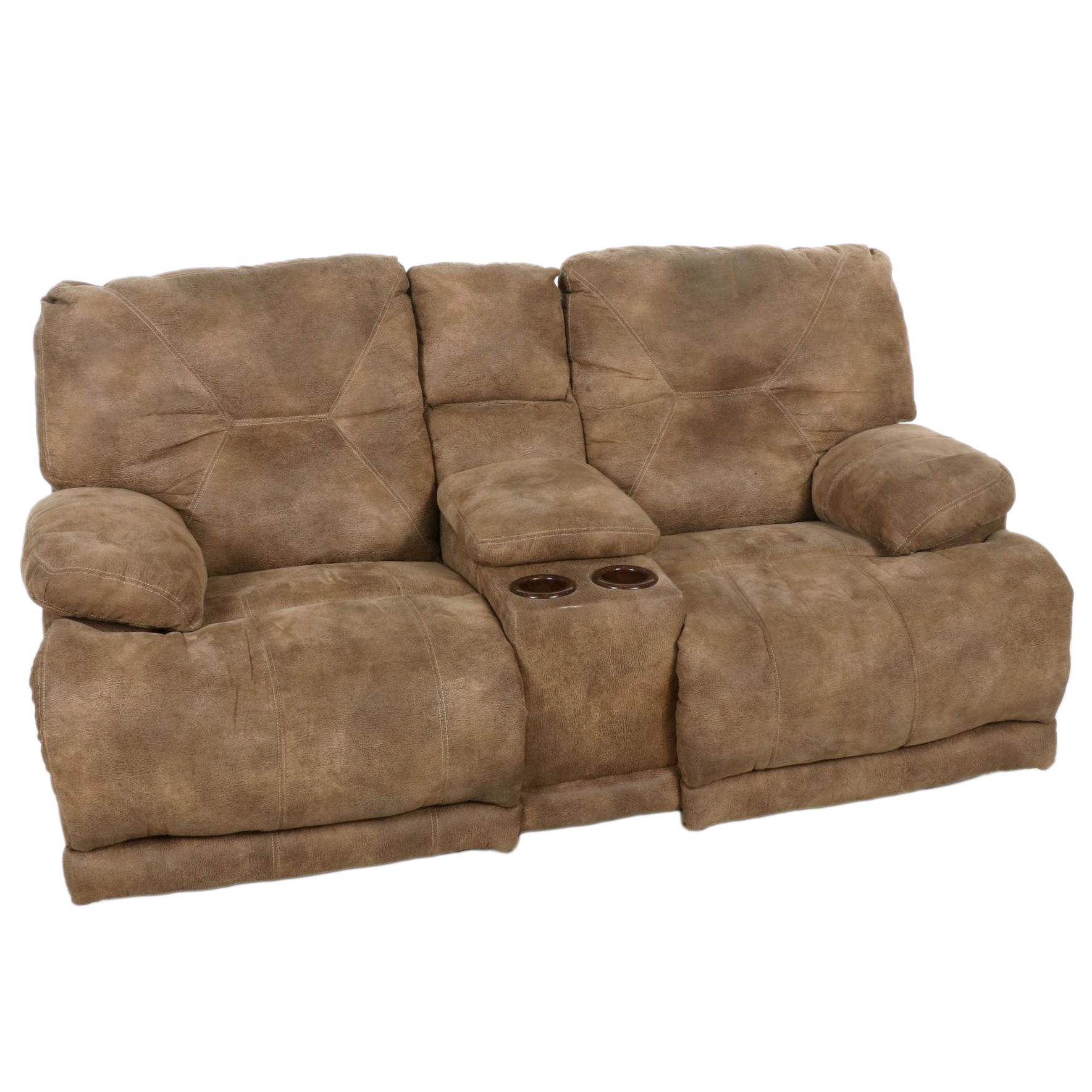 Faux Leather OverStuffed Recliner Loveseat Sofa EBTH